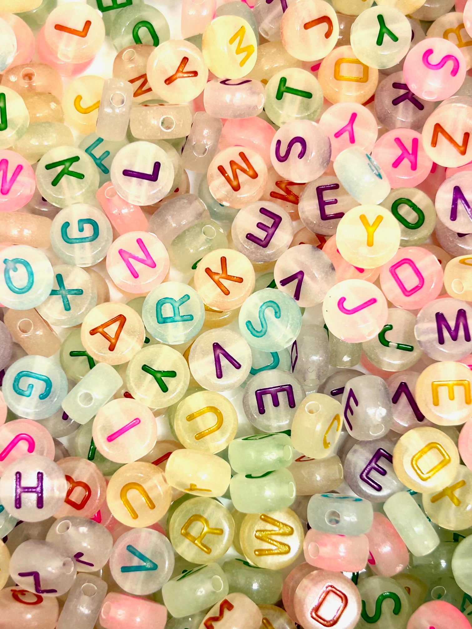 Rainbow Glow Dark Letter Beads