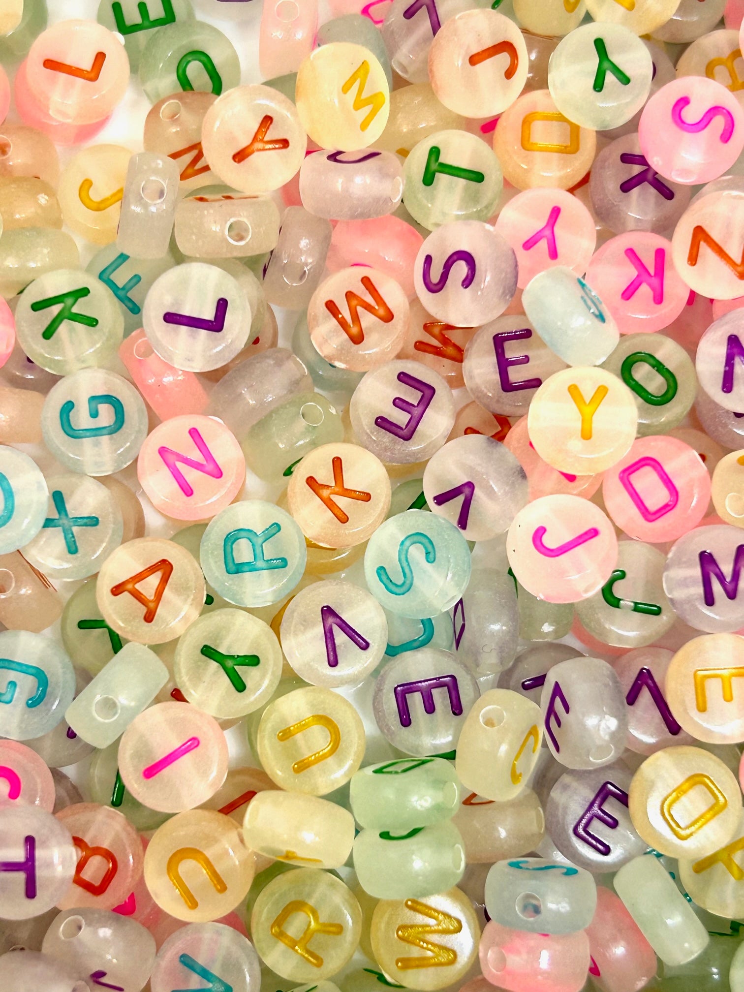 Rainbow Glow Dark Letter Beads
