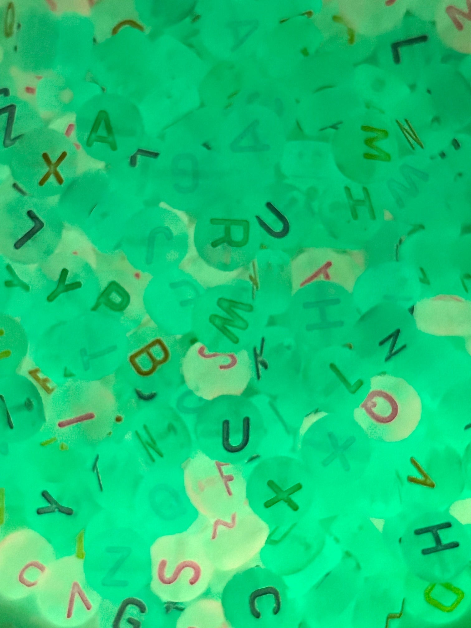 Rainbow Glow Dark Letter Beads