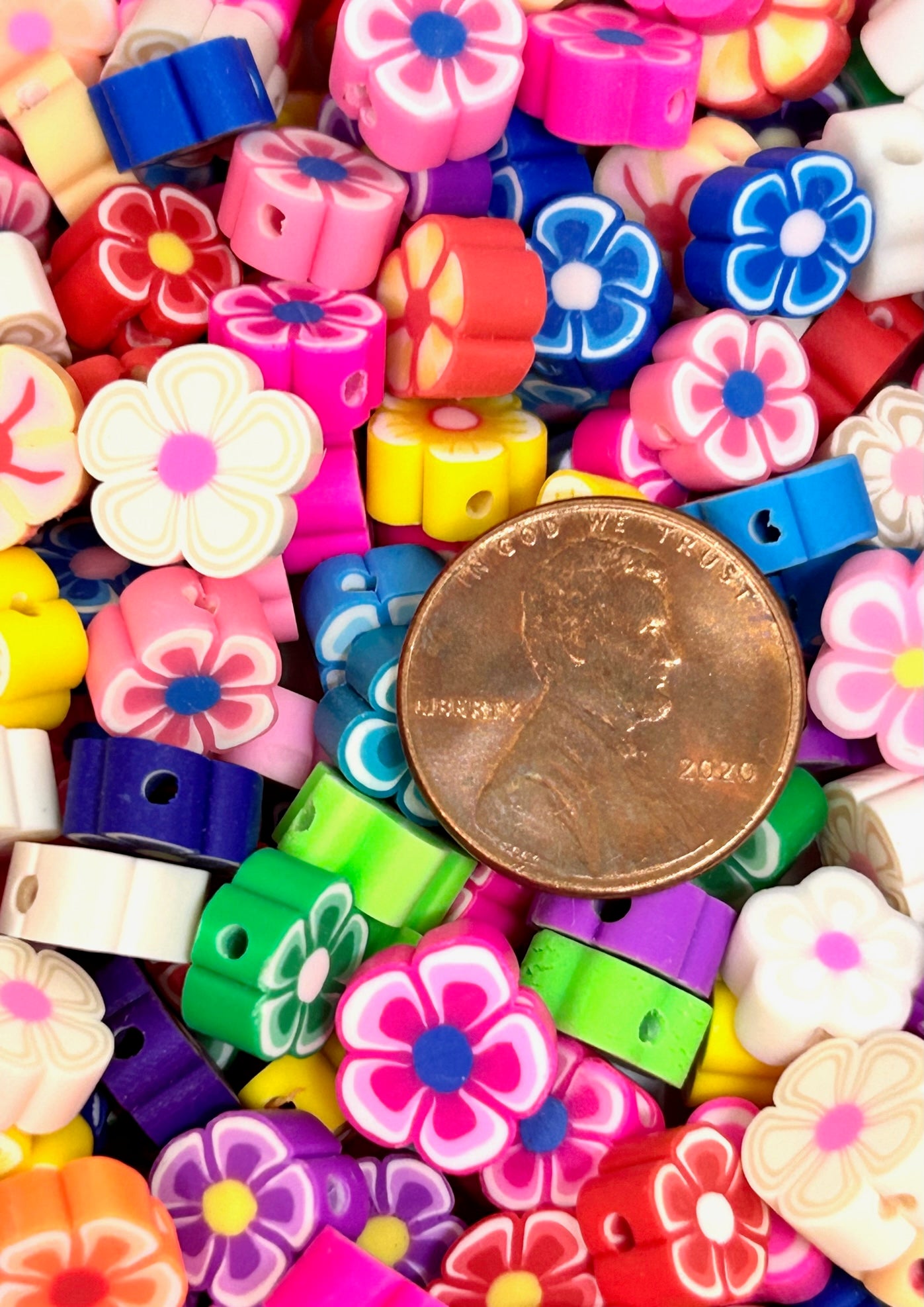Vibrant Polymer Clay Flower Beads, Handmade, Jewelry Making Supplies