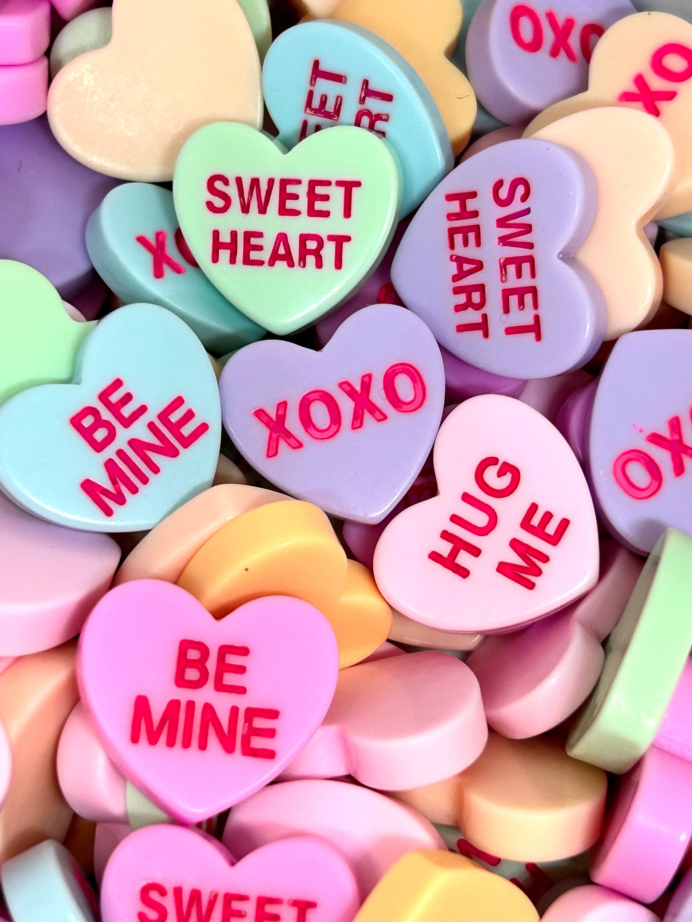 Cute Conversation Heart Cabochons, Flat-Back Resin