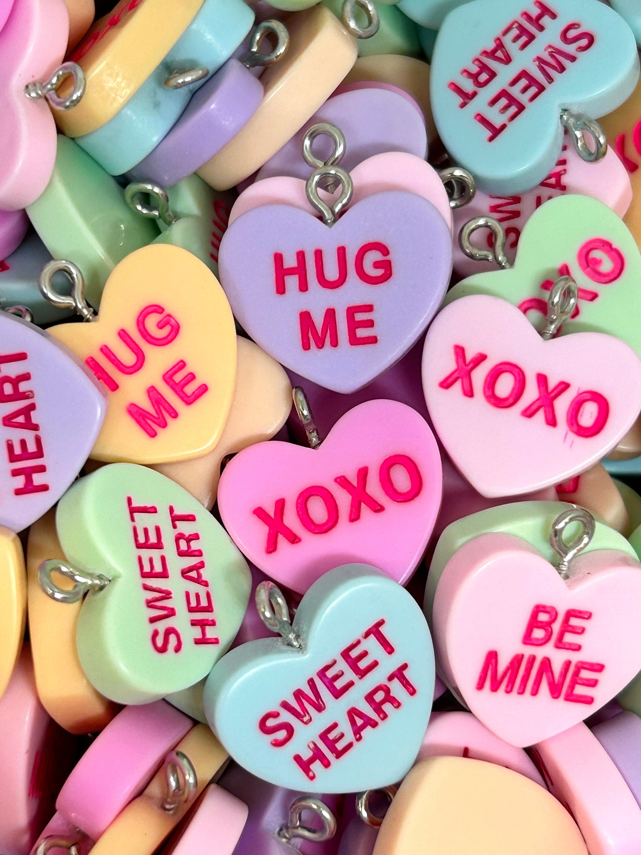 Valentine's Day Conversation Heart Charms, Candy Heart, Pendant, Bracelet, Jewelry