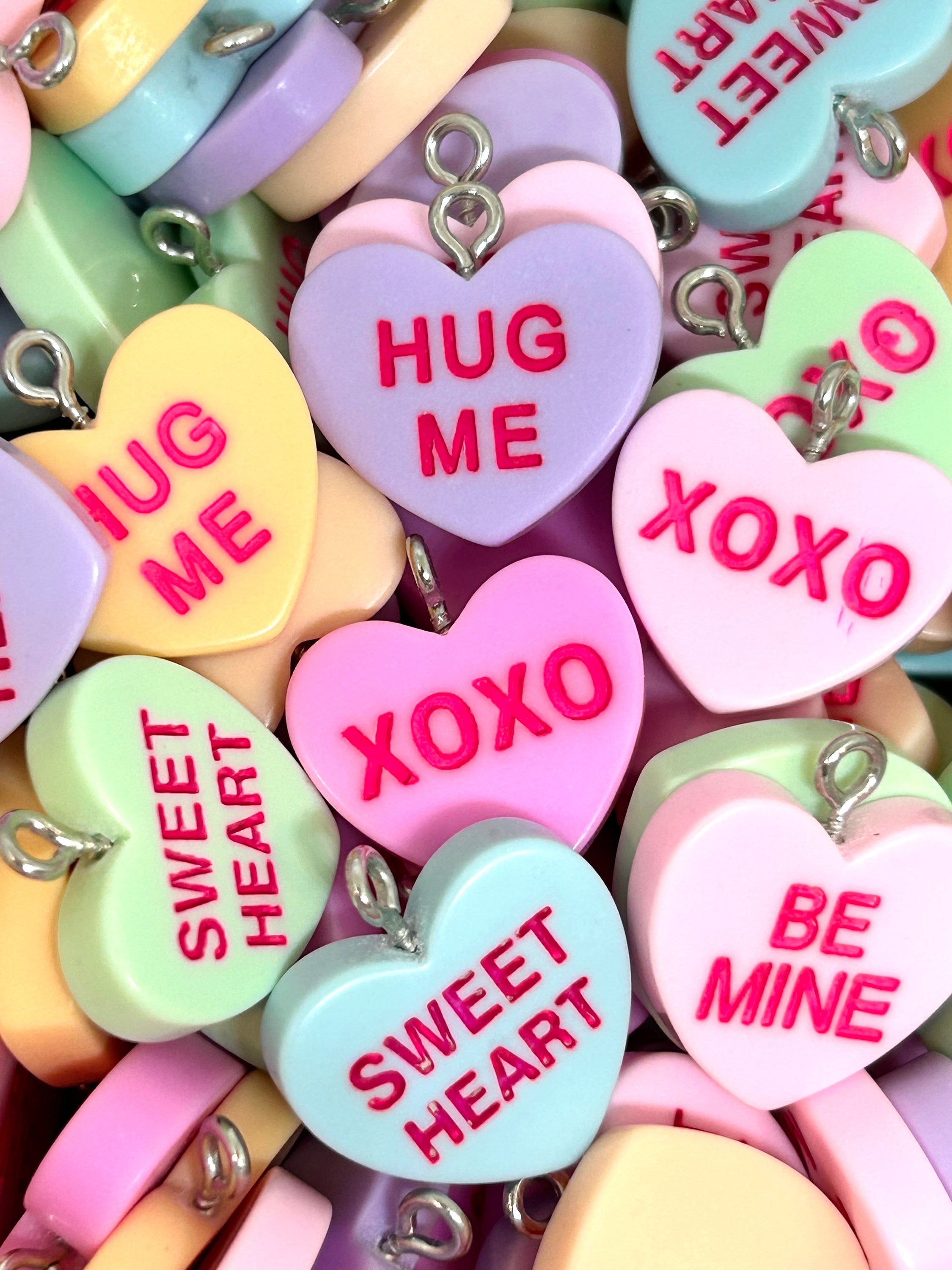 Valentine's Day Conversation Heart Charms, Candy Heart, Pendant, Bracelet, Jewelry