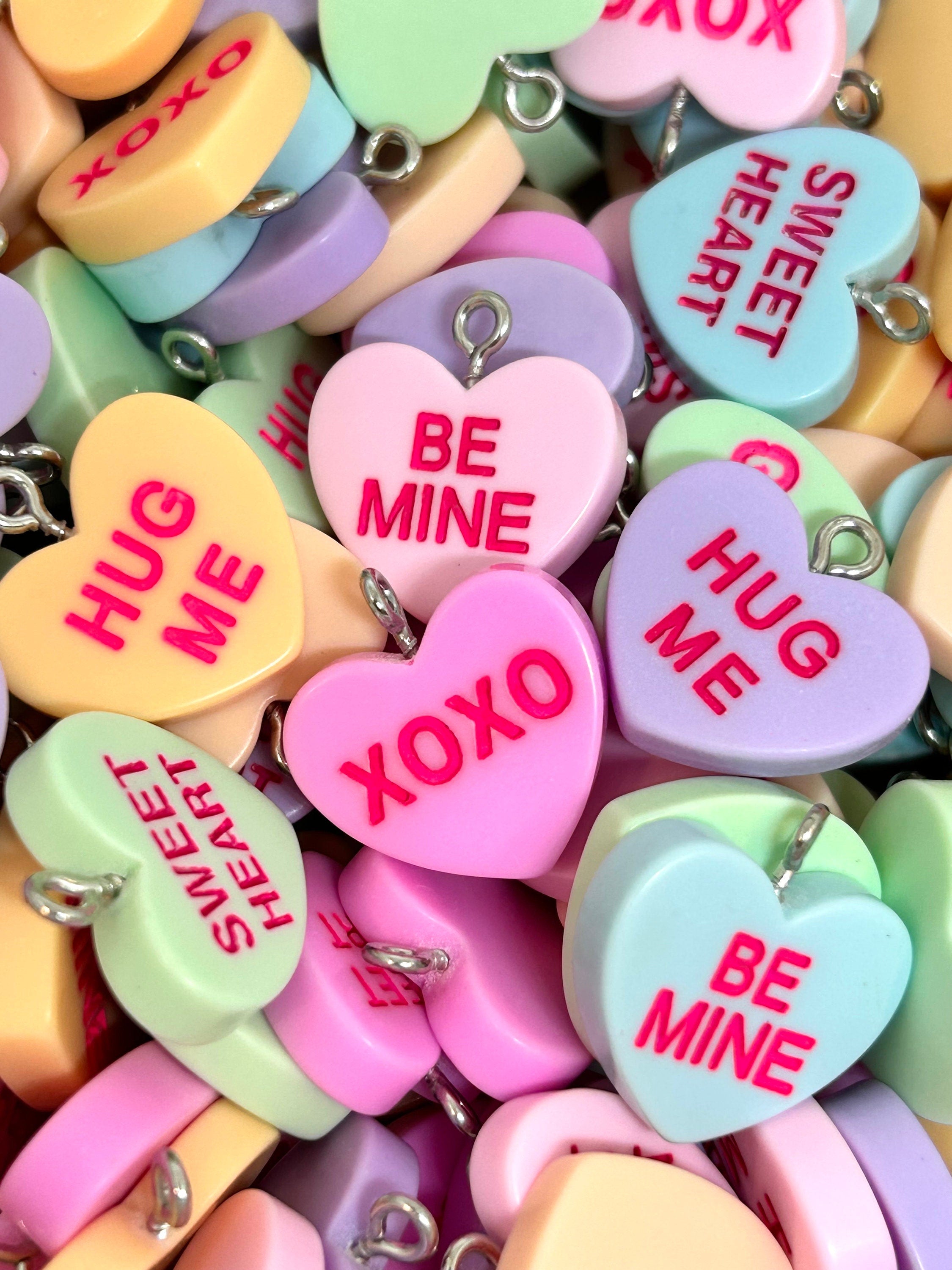 Valentine's Day Conversation Heart Charms, Candy Heart, Pendant, Bracelet, Jewelry