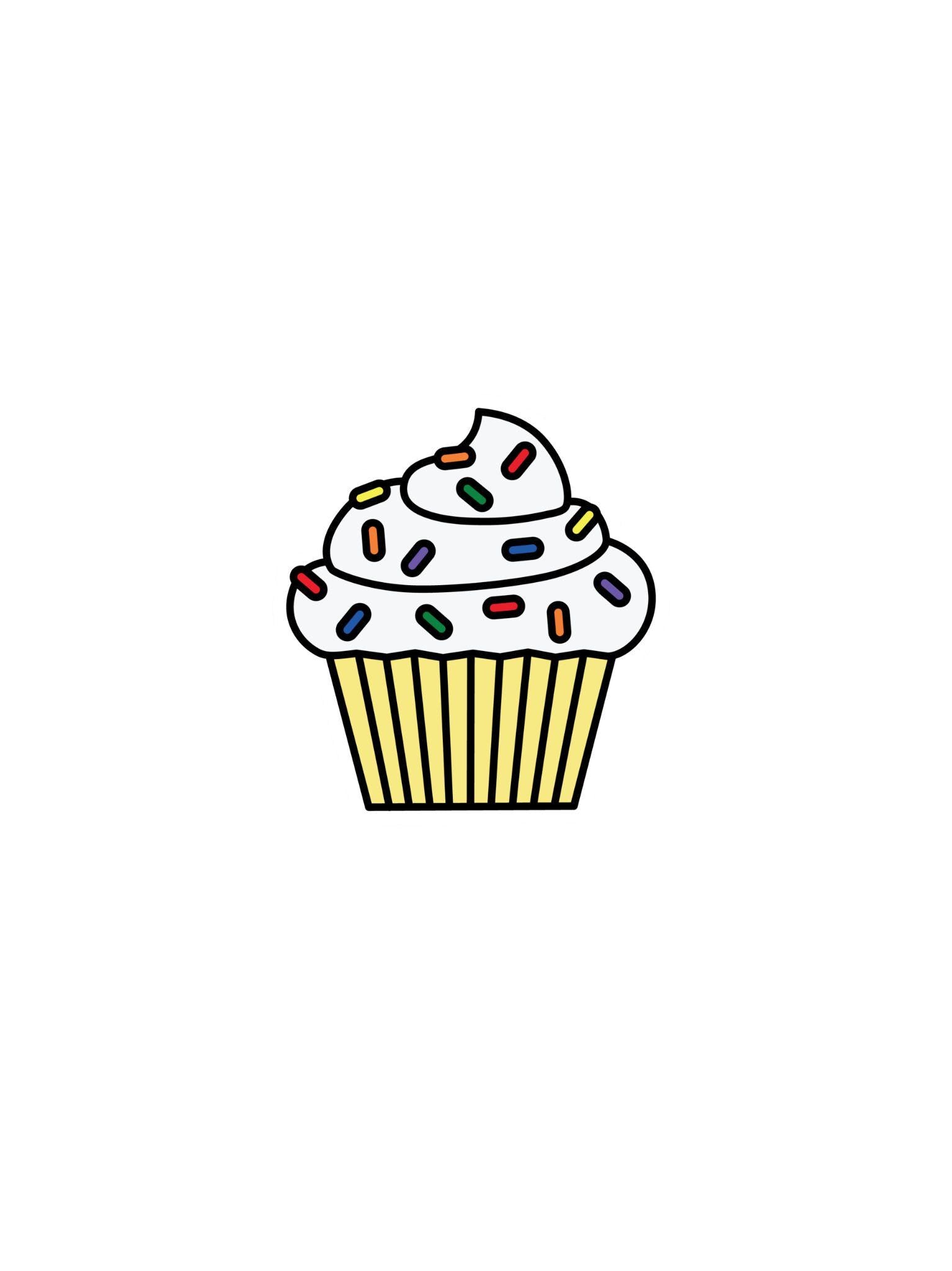 Vanilla Birthday Cupcake Sticker – Cute Dessert Sticker for Laptops & Notebooks – Free Shipping!