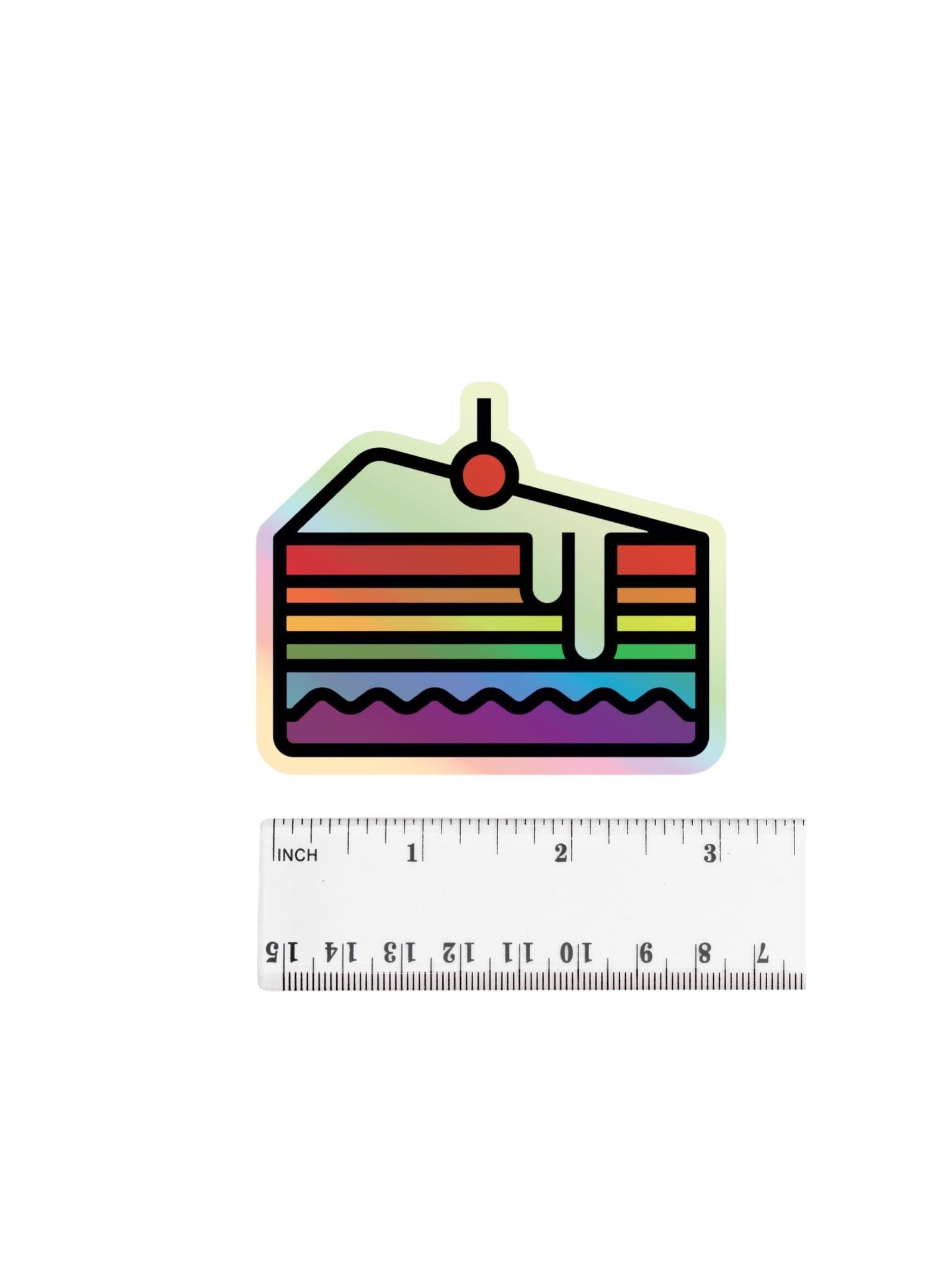 Holographic Rainbow Cake Sticker β Cute Dessert Sticker for Water Bottle, Laptop, or Journal β Kawaii Bakery Aesthetic β Free Shipping