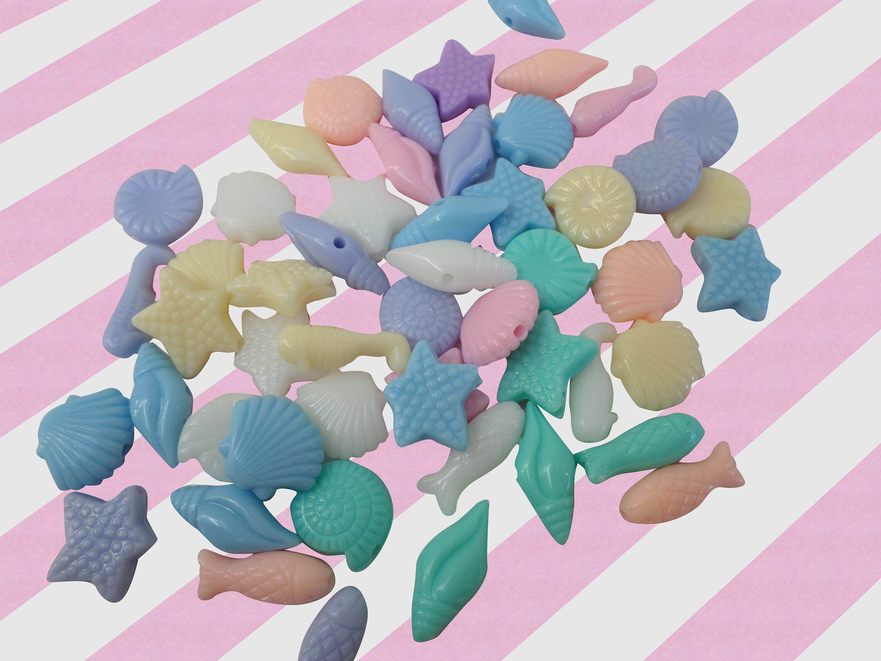 Kawaii Pastel Shell Beads, Pastel Mermaid Beads for Bracelet, Pastel Beads for Necklace, Cute Beads, Kids Beads, Kawaii Beads