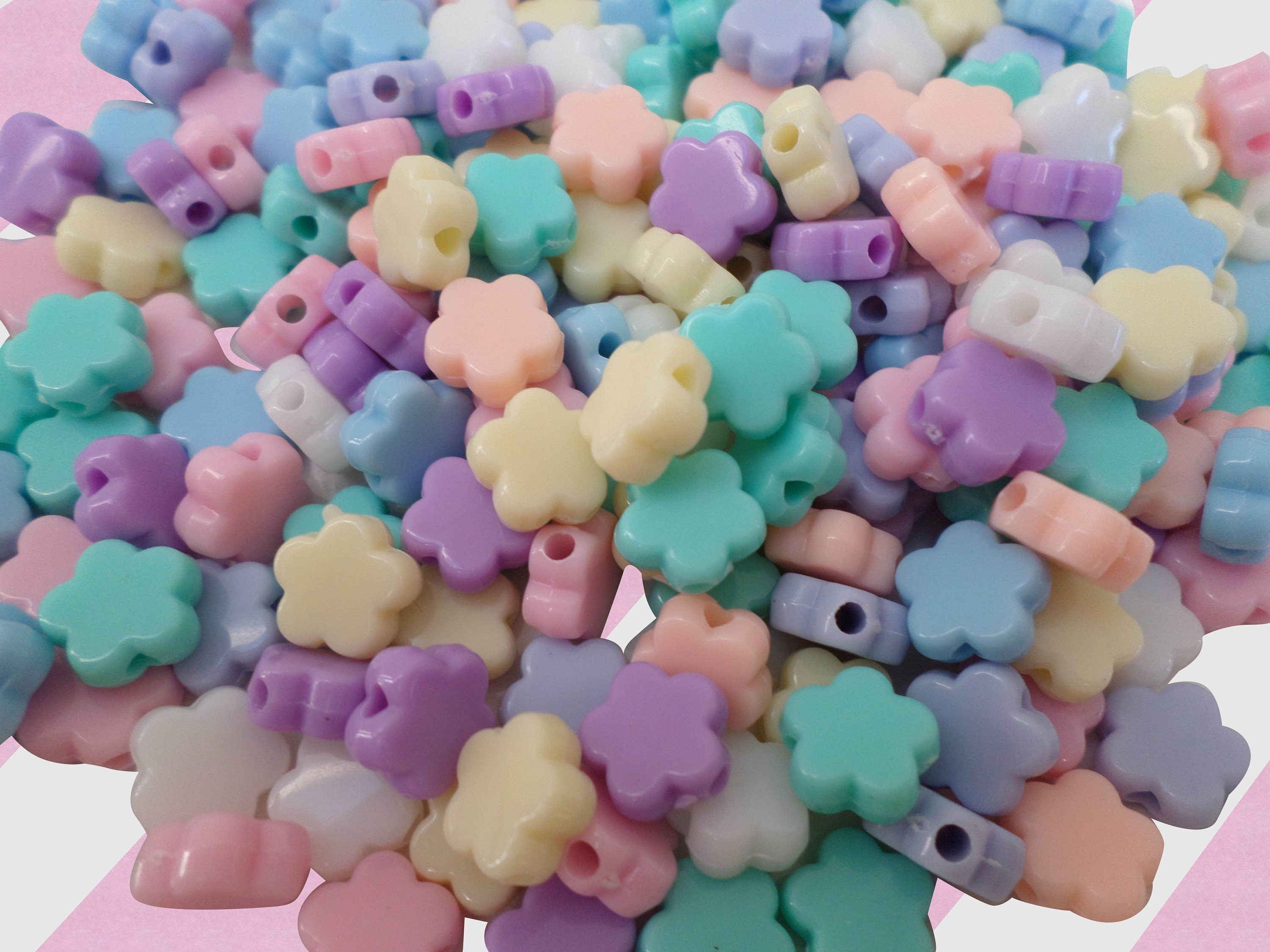 Beads 8mm Kawaii Beads, Pastel Flower Beads, Pastel Beads for Jewelry, Pastel Bead Necklace, Beads Choker, Bead Kits, Pastel Beads Set