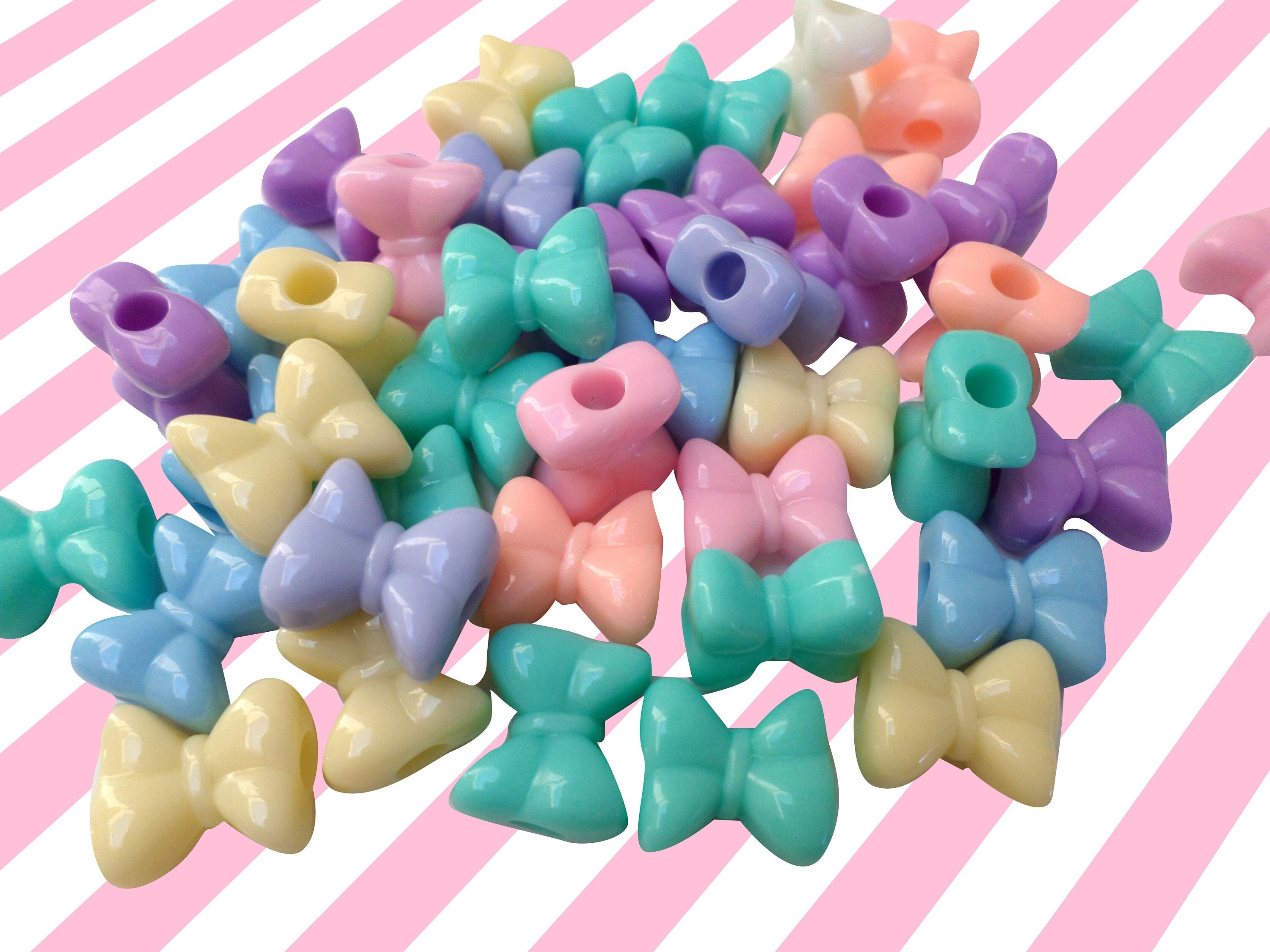 Kawaii Pastel Bow Spacer Beads, DIY Pastel Beads