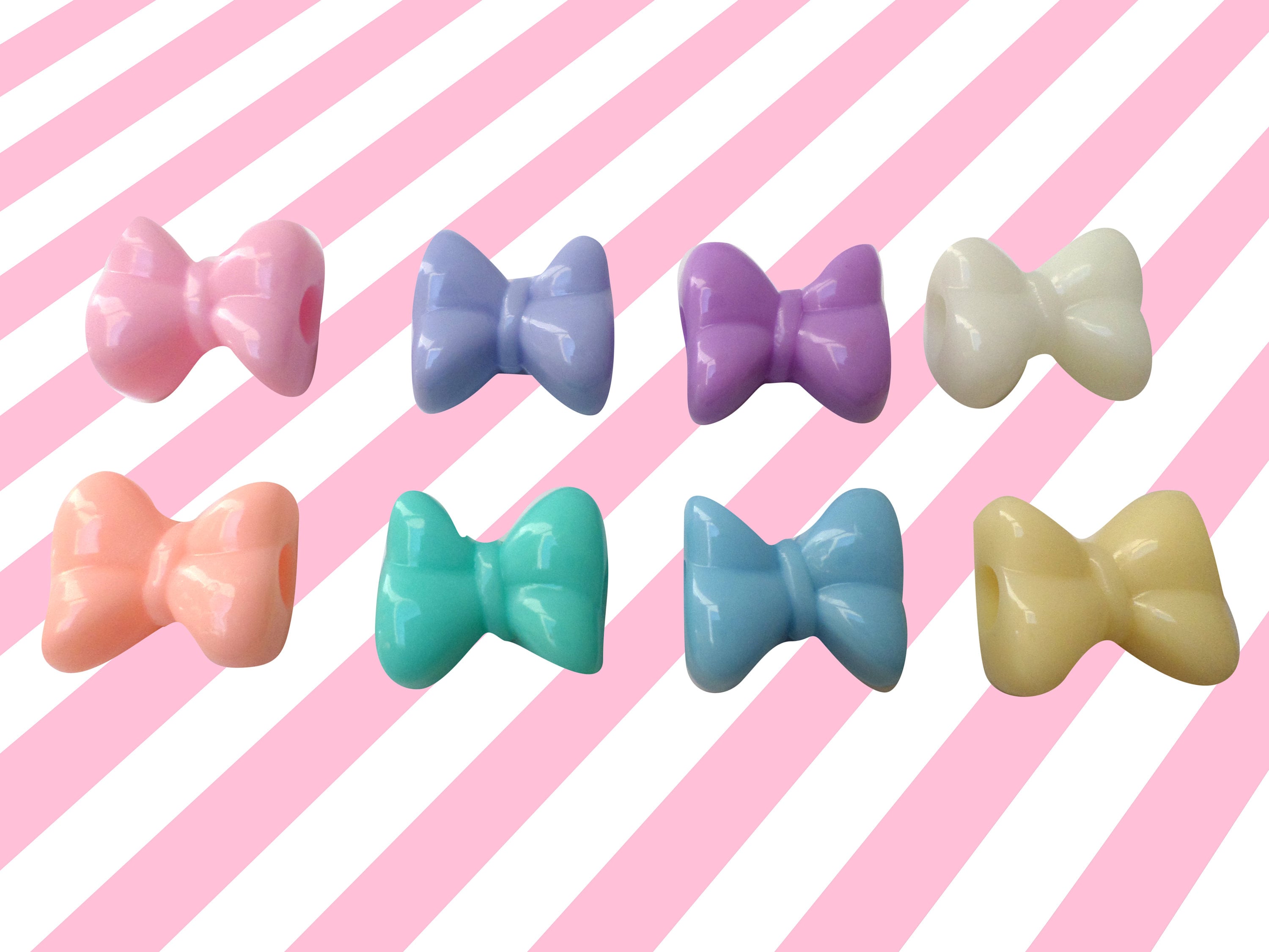 Kawaii Pastel Bow Spacer Beads, DIY Pastel Beads
