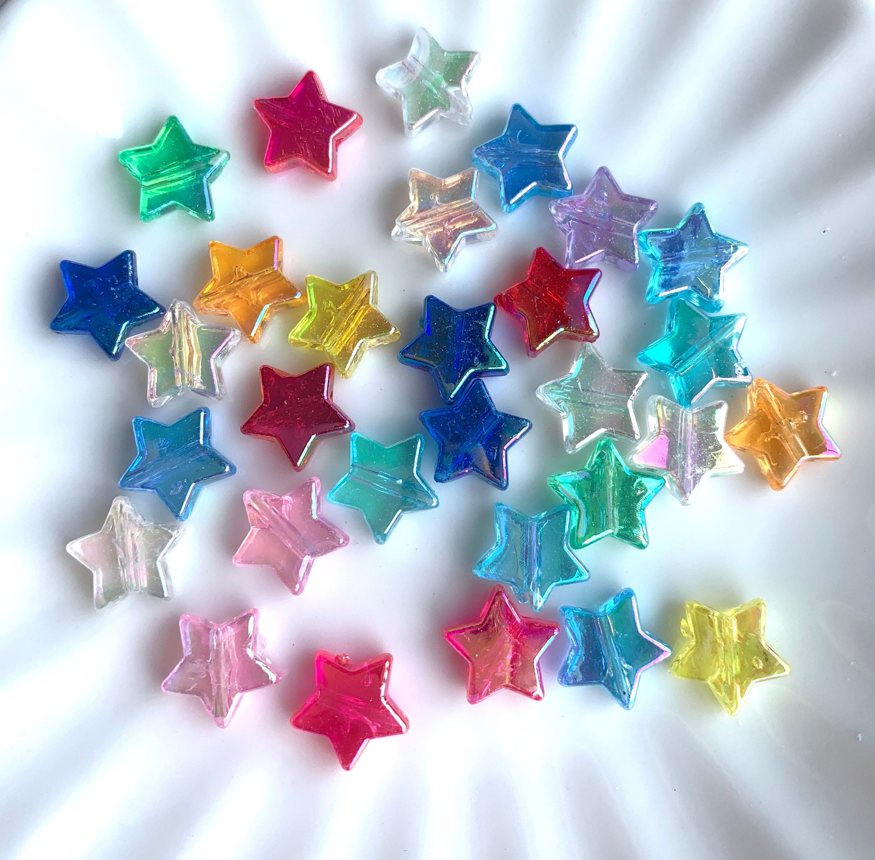 Rainbow Star Beads, Acrylic Beads, 100pc set
