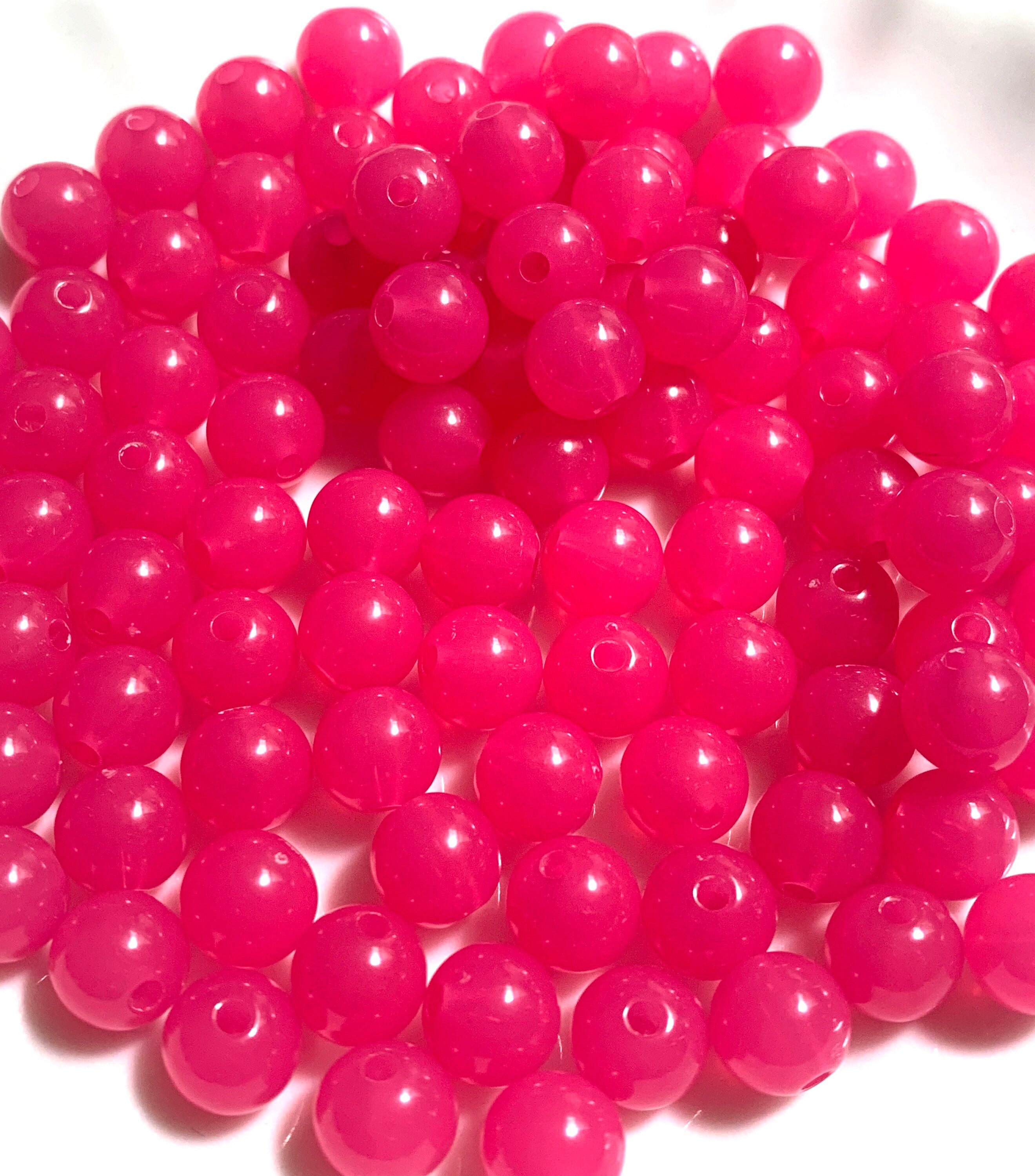 Magenta Pink Translucent Bubble Beads, 100 Piece Set