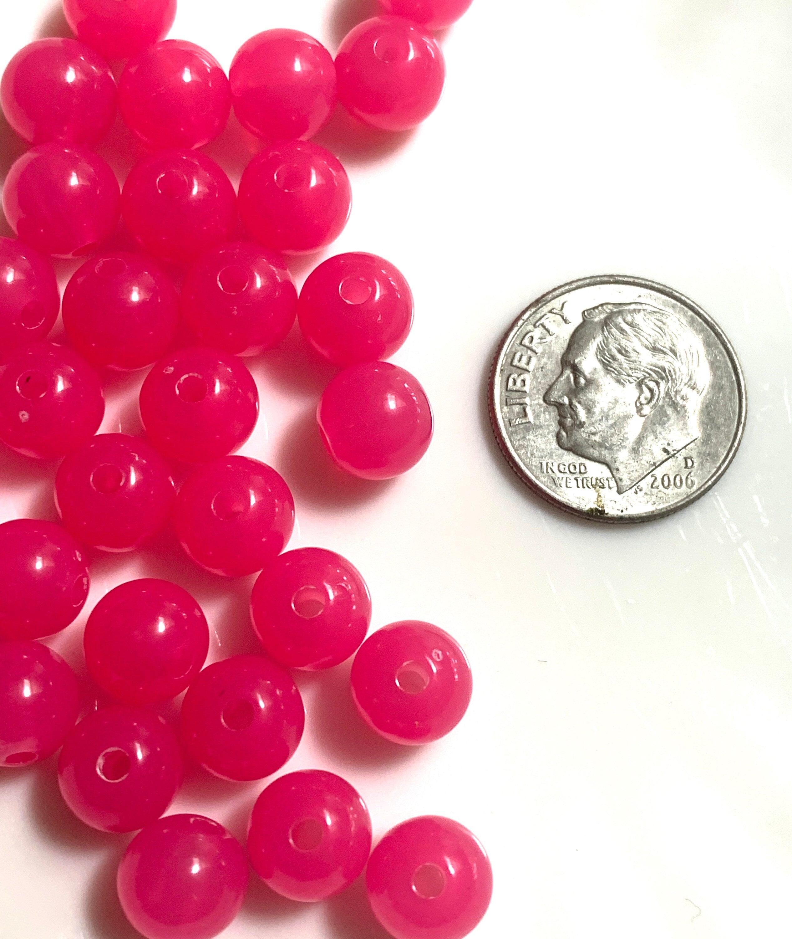 Magenta Pink Translucent Bubble Beads, 100 Piece Set