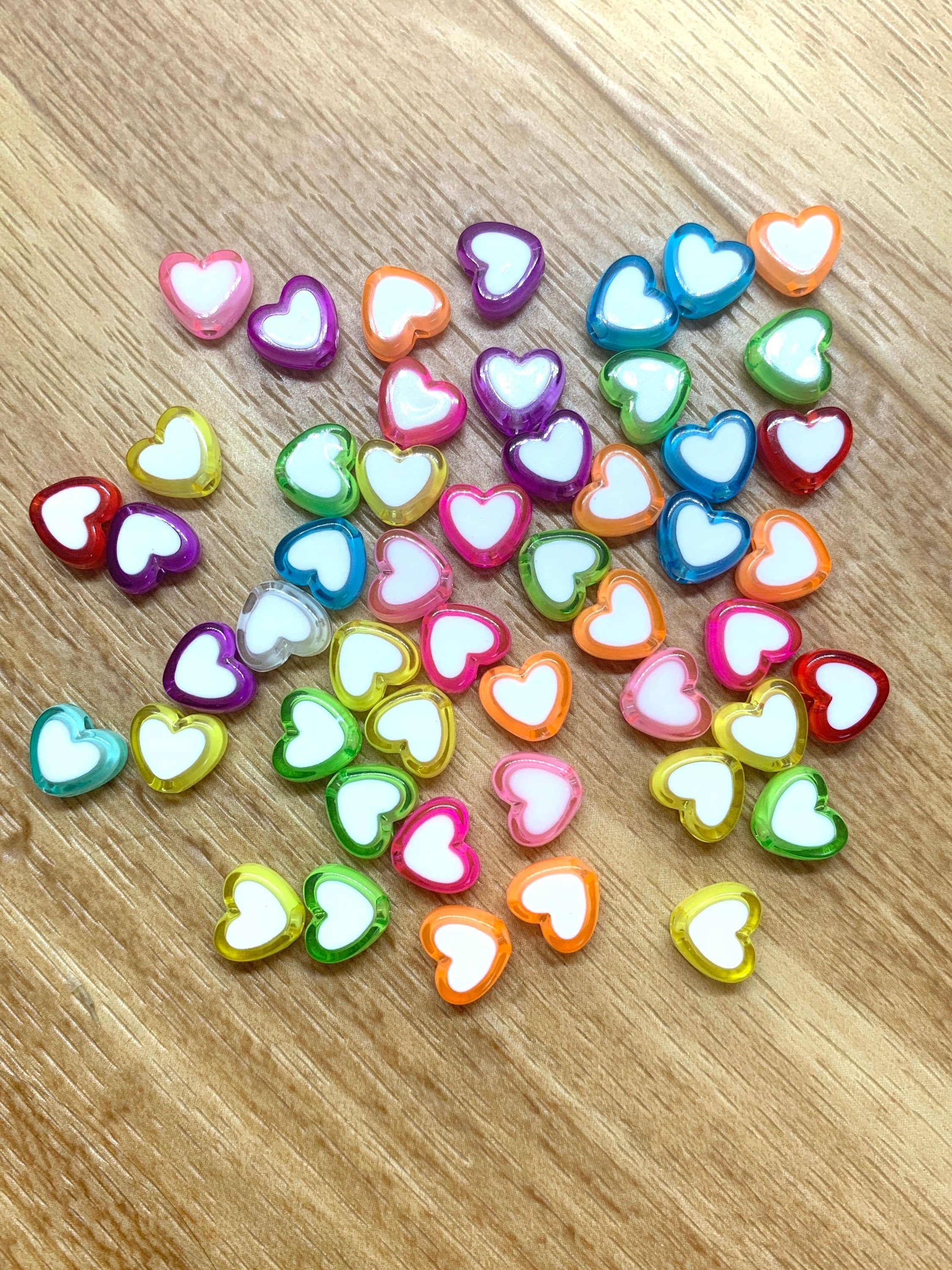 Heart Spacer Alphabet Beads, Acrylic Beads, Spacer beads - 50 pc set