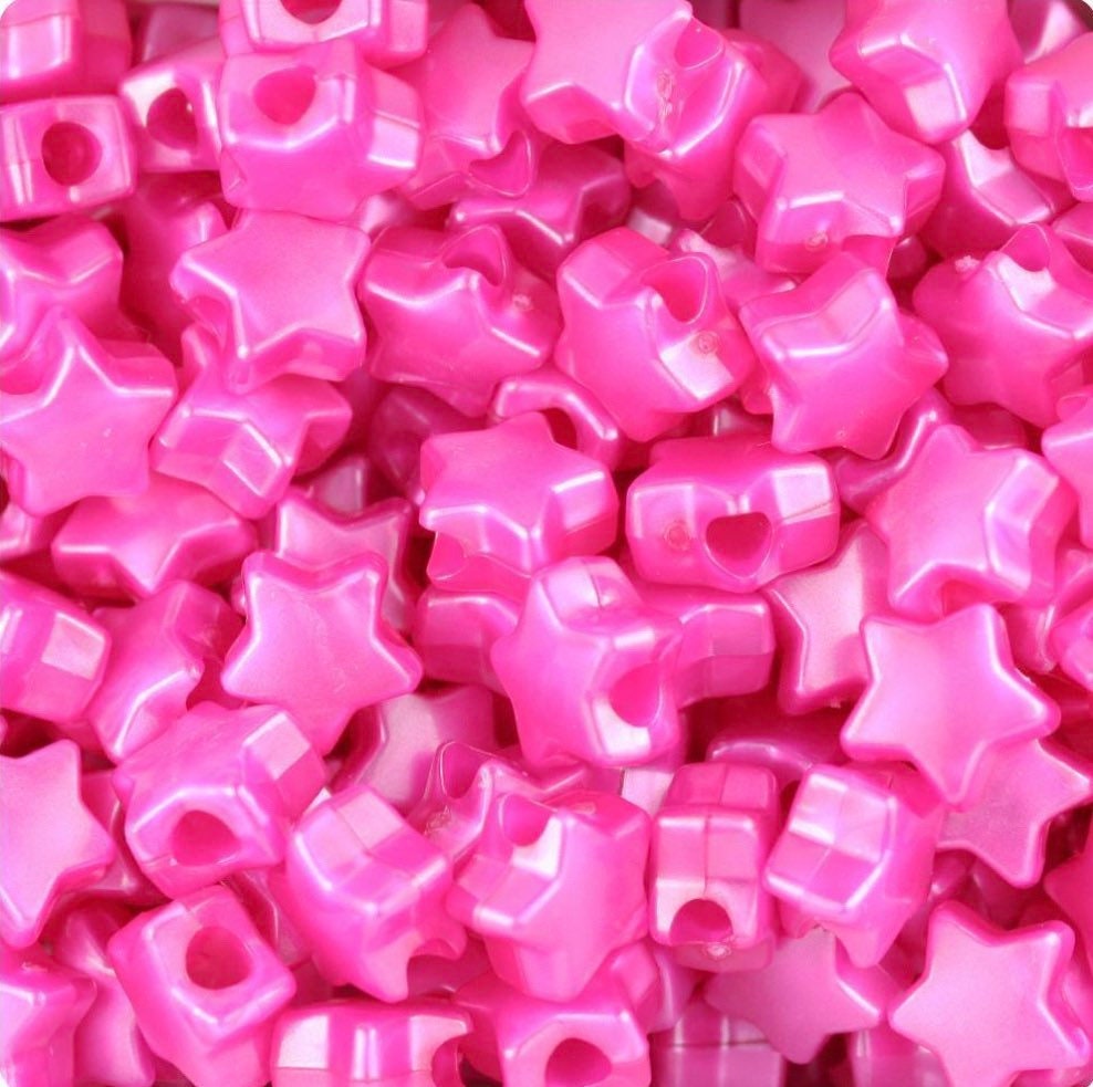 Pink Star Kandi Beads, Pony Beads, Star beads, Spacer Beads