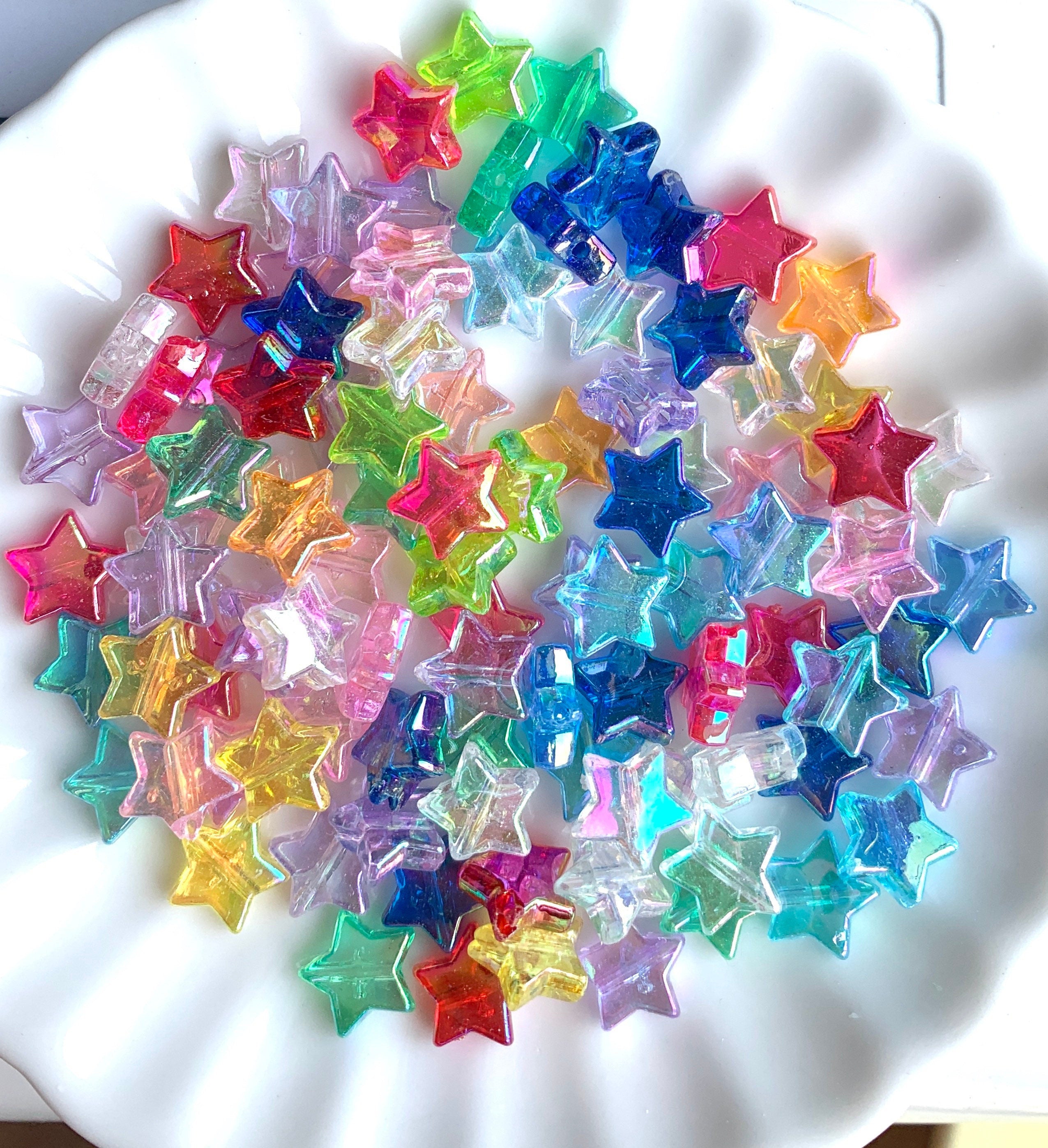 Rainbow Star Beads, Acrylic Beads, 100pc set