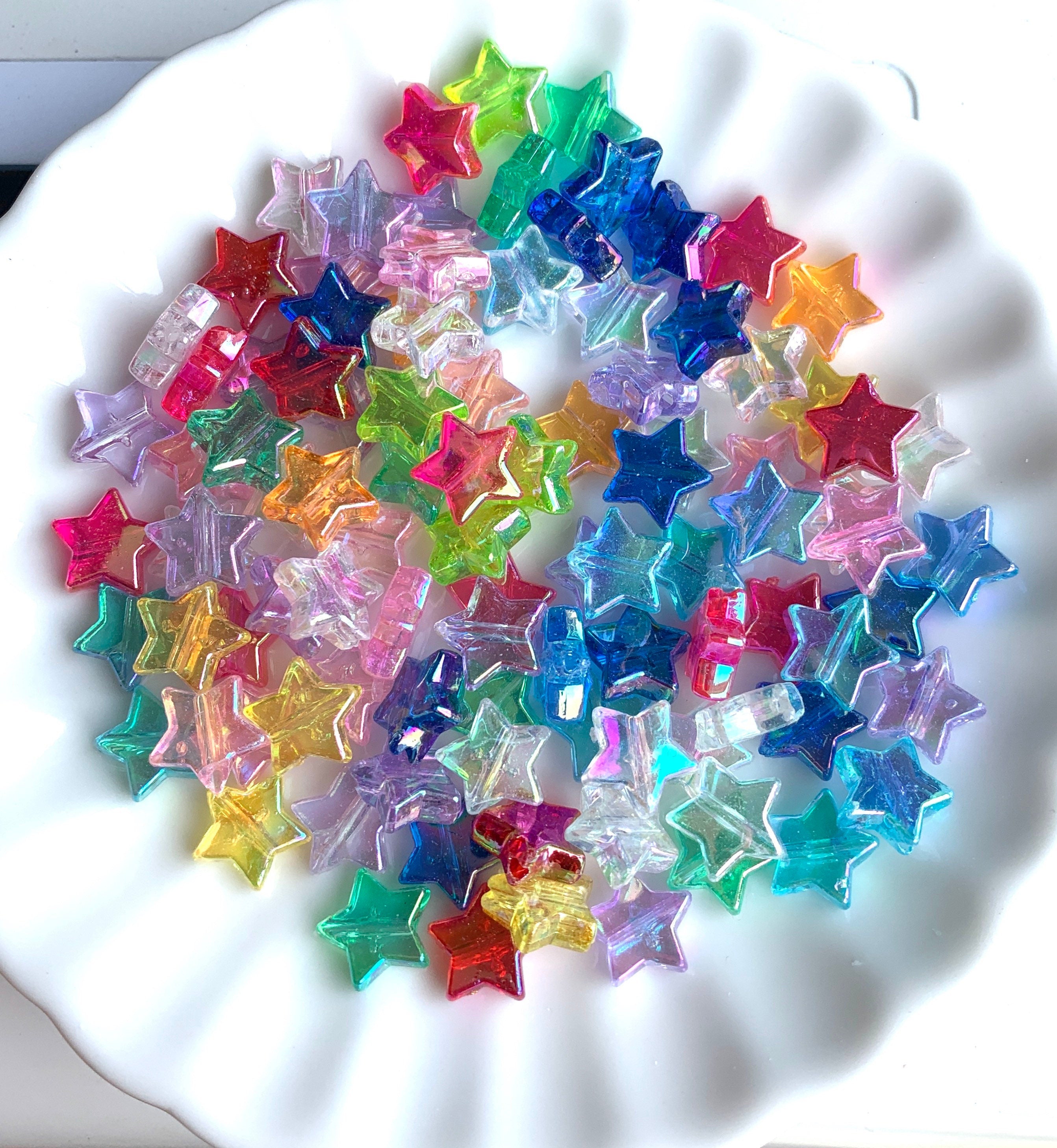Rainbow Star Beads, Acrylic Beads, 100pc set