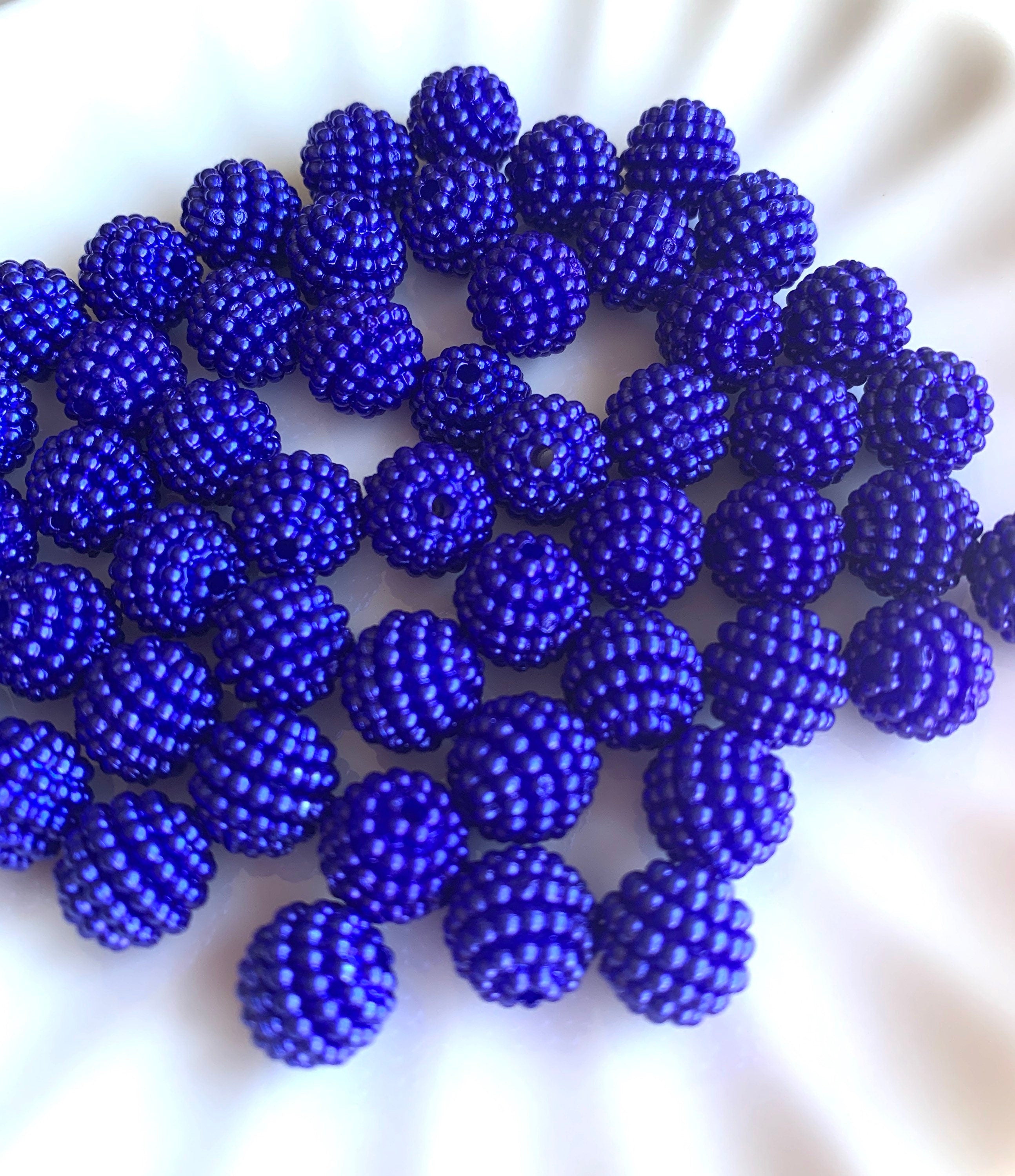 Blue Berry Round Beads, Spacer Beads, 50 Piece Set