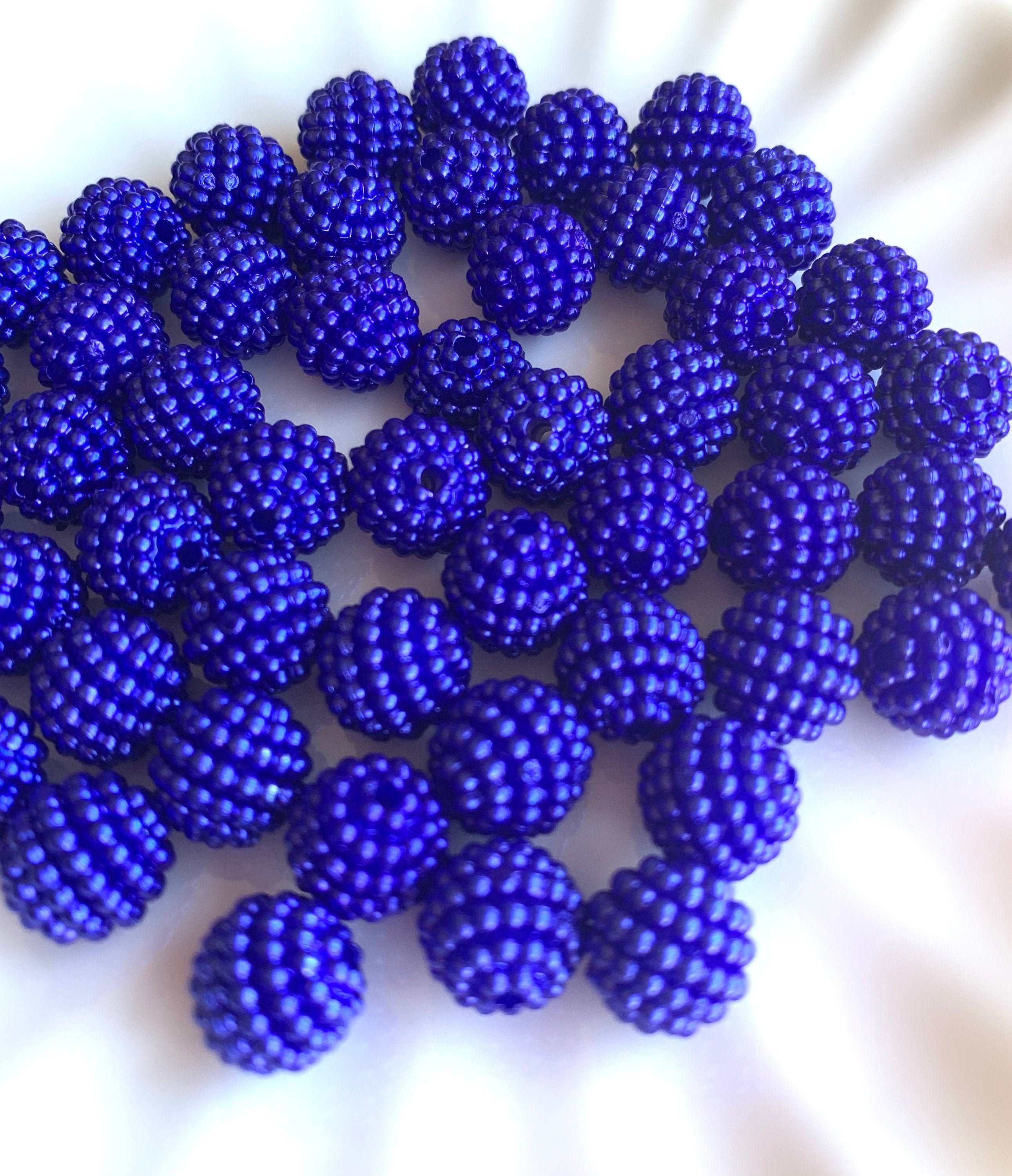 Blue Berry Round Beads, Spacer Beads, 50 Piece Set