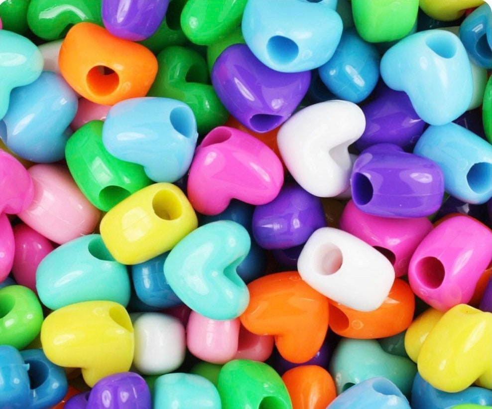 Candy Heart Beads, Pony Beads, Kandi Beads, Barrel beads, Spacer Beads
