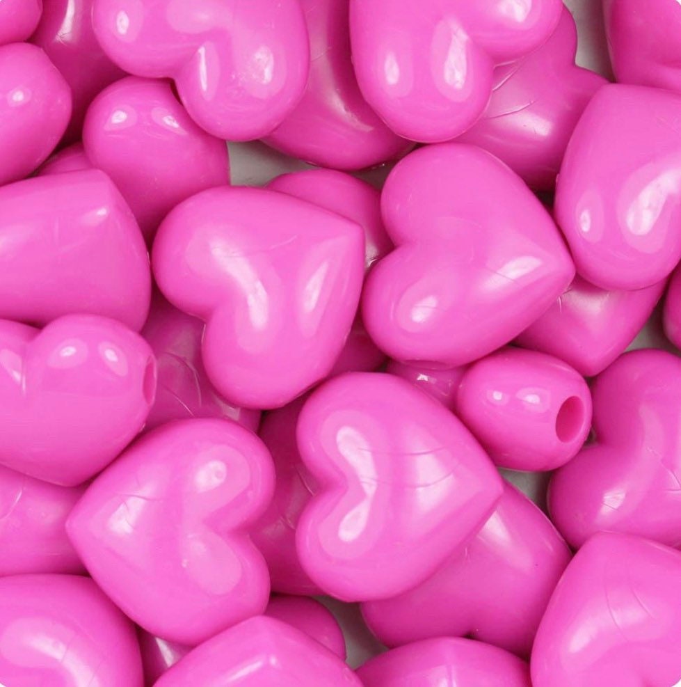 Magenta Pink Heart Pendant Beads, large heart bead
