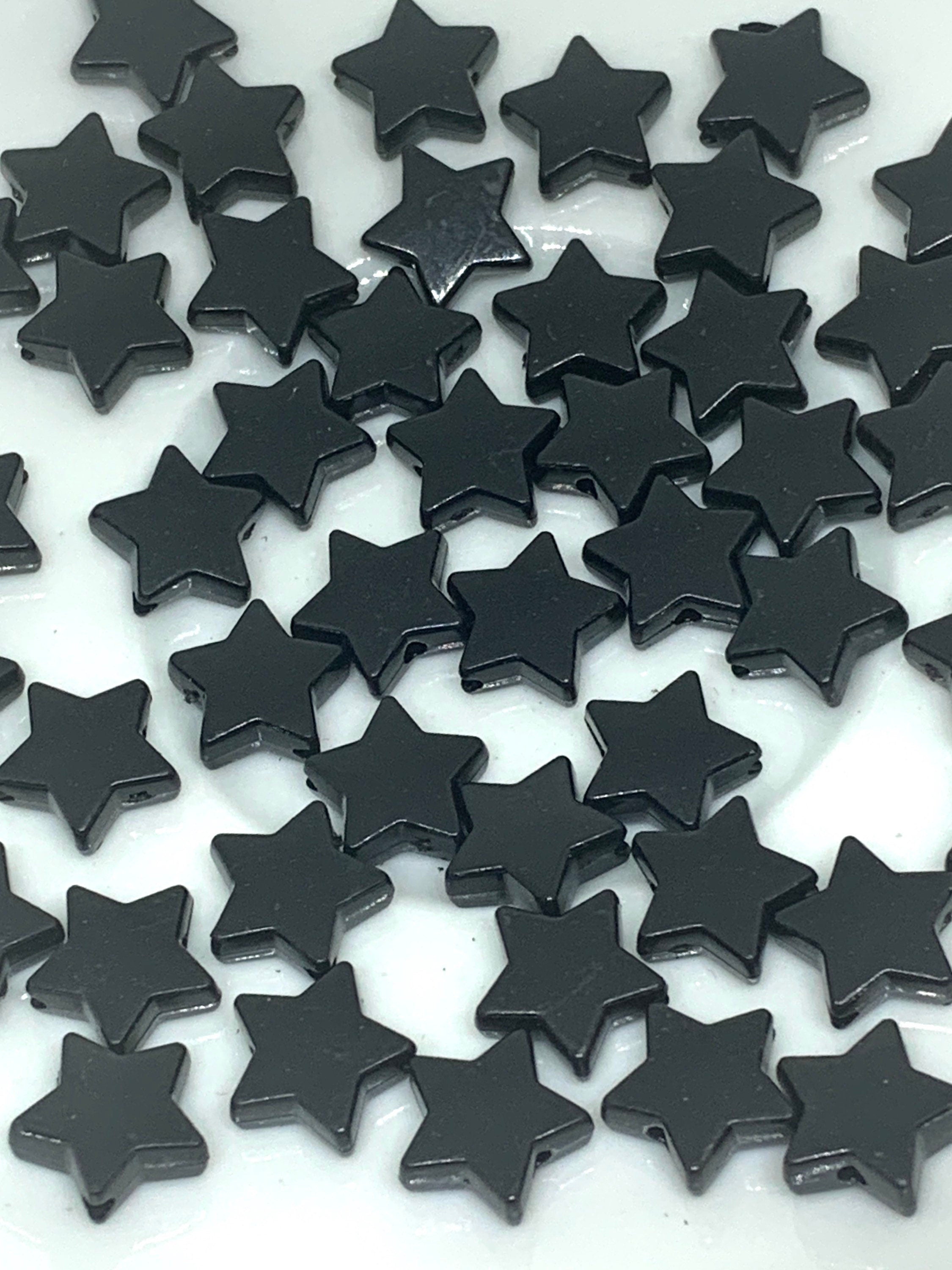 Black Star Beads, Black Plastic Beads, Black Acrylic Beads, Black Beads, Goth Beads, Beads for Halloween Costume, Black Beads for Necklace