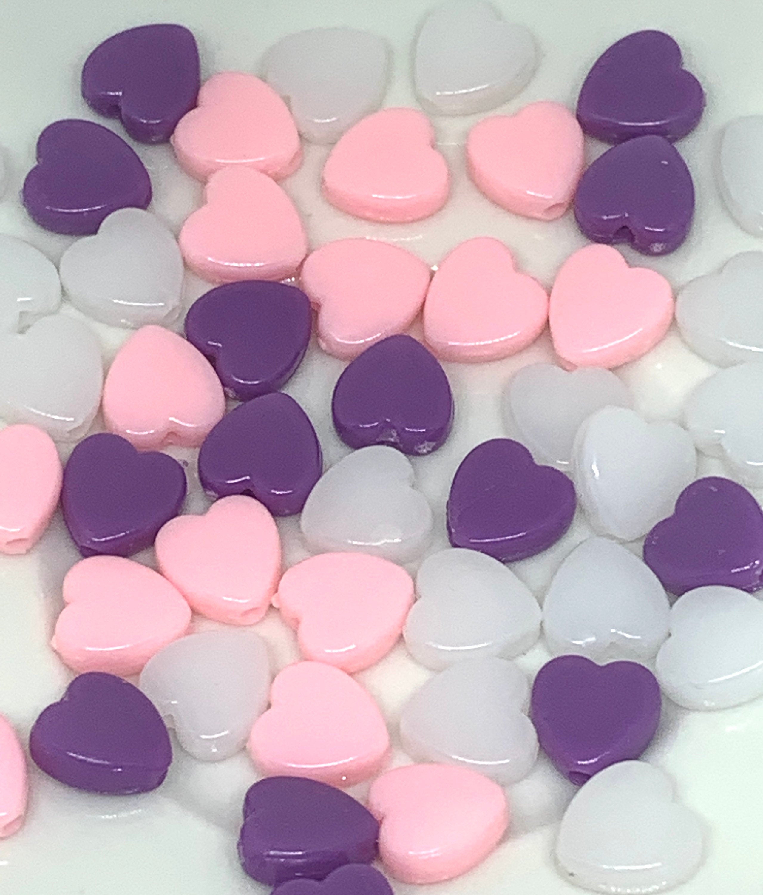 Cutie Purple and Pink Heart Bead Mix, Heart Beads