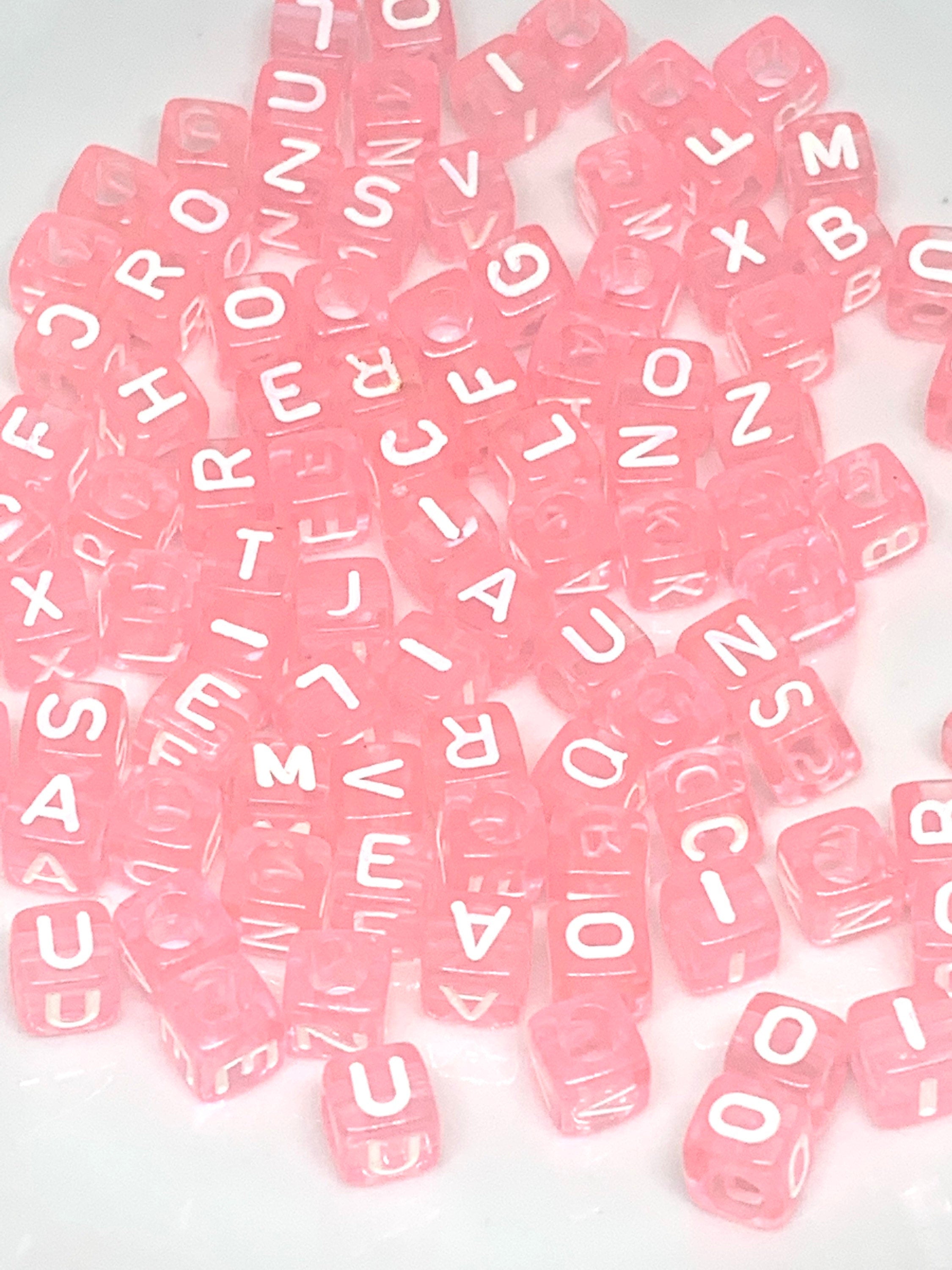 Baby Pink Letter Beads for Bracelets, Name Beads, Alphabet Beads, Alphabet Bead Lot, Letter Beads Necklace