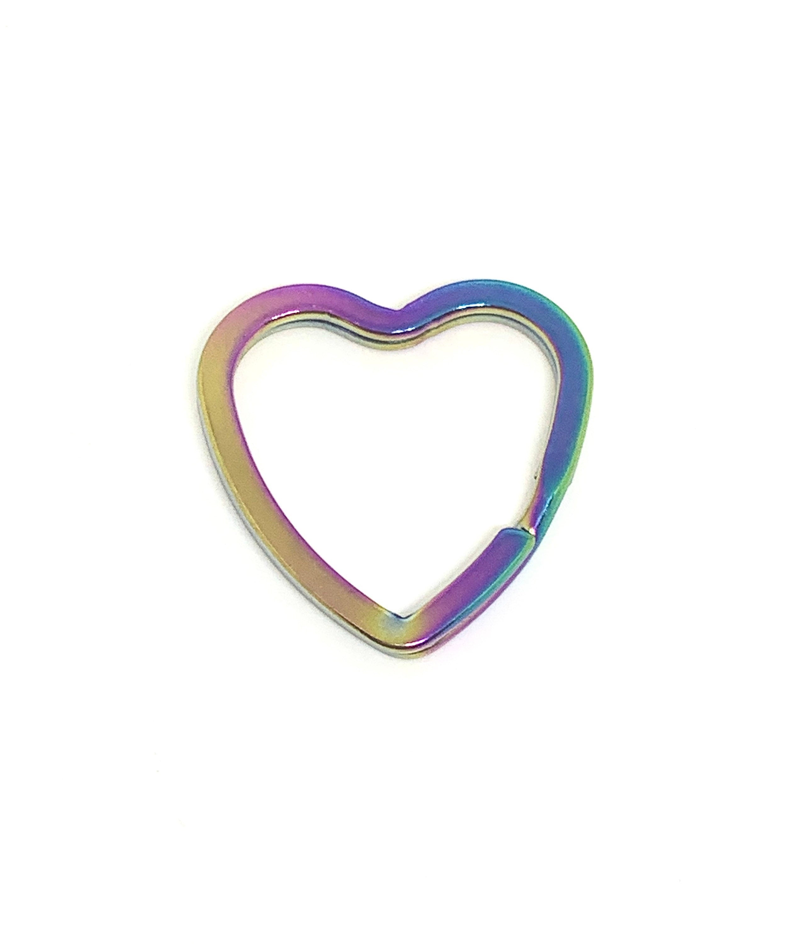 Iridescent Rainbow Heart Key Ring, DIY Keychain
