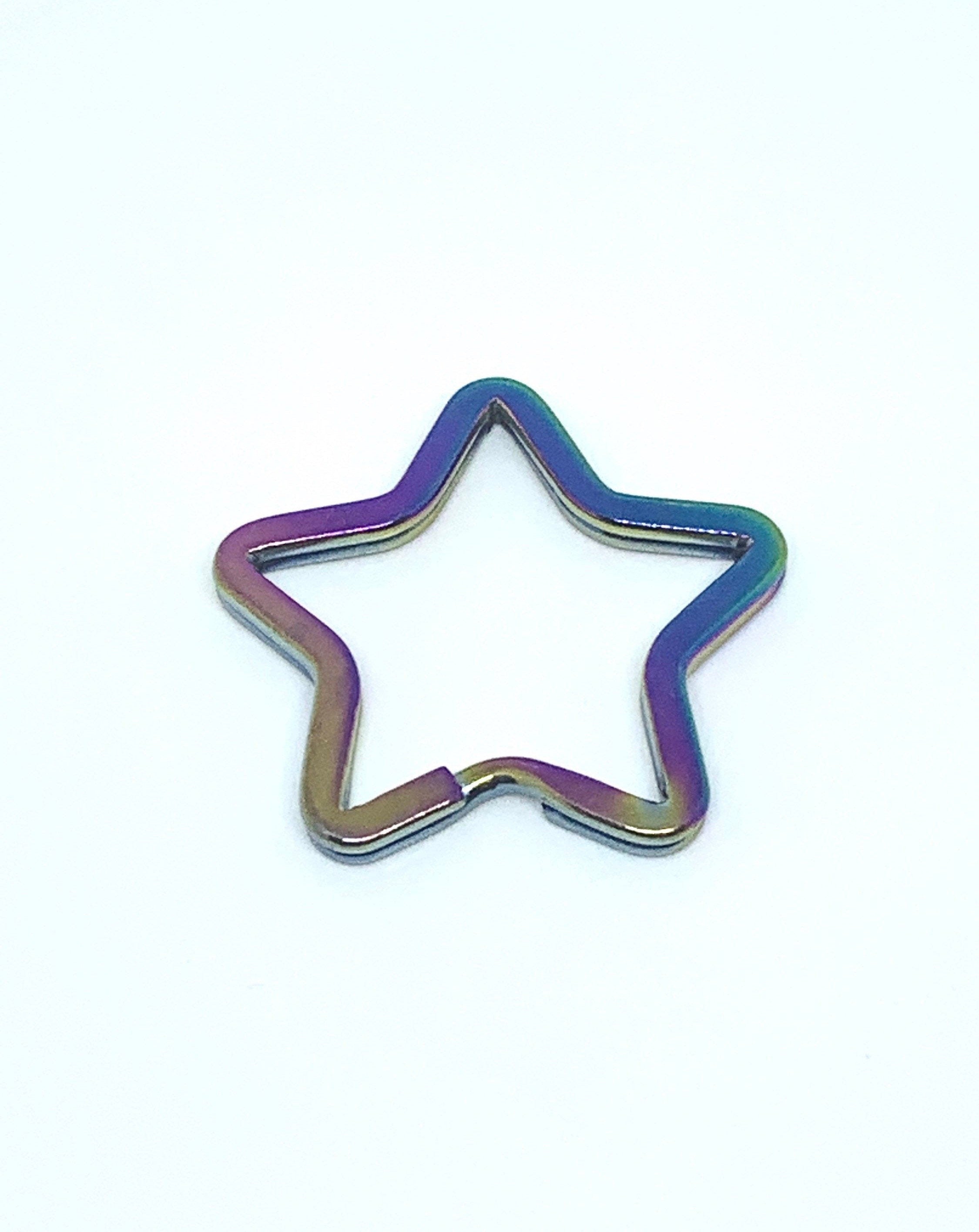 Iridescent Rainbow Star Key Ring, DIY Keychain