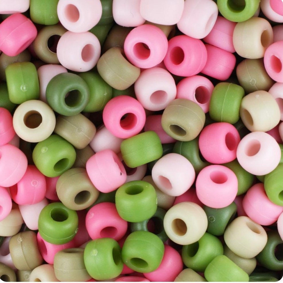 Pink Camo Mix Matte Pony Beads, Spacer Beads, Barrel beads, Kandi Beads