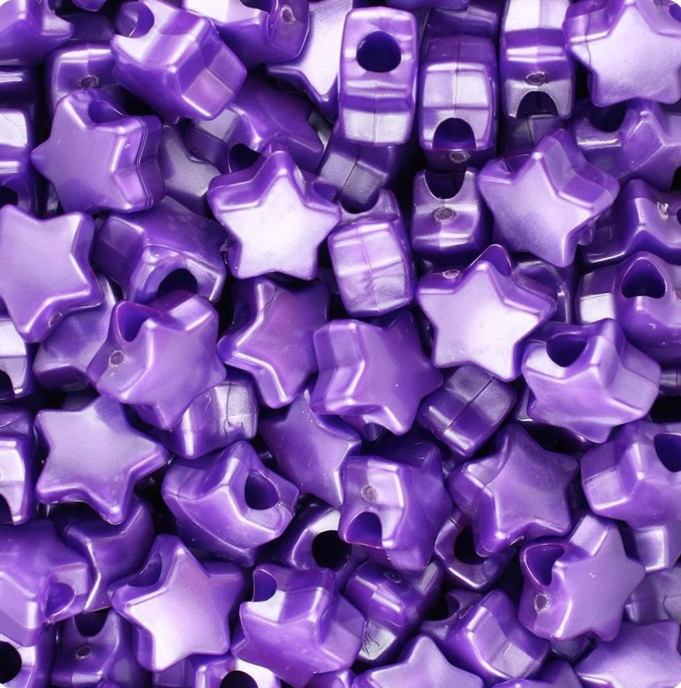 Purple Star Kandi Beads, Pony Beads, Star beads, Spacer Beads
