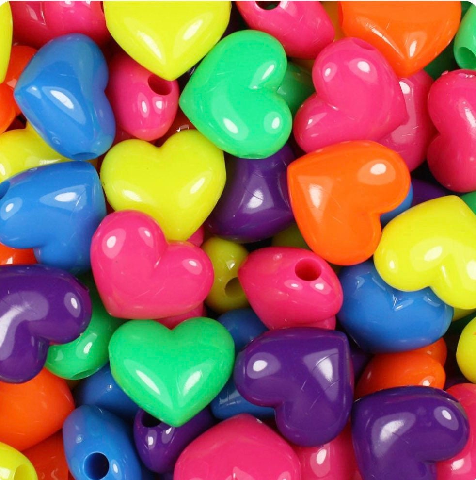 Neon Heart Pendant Bead Mix