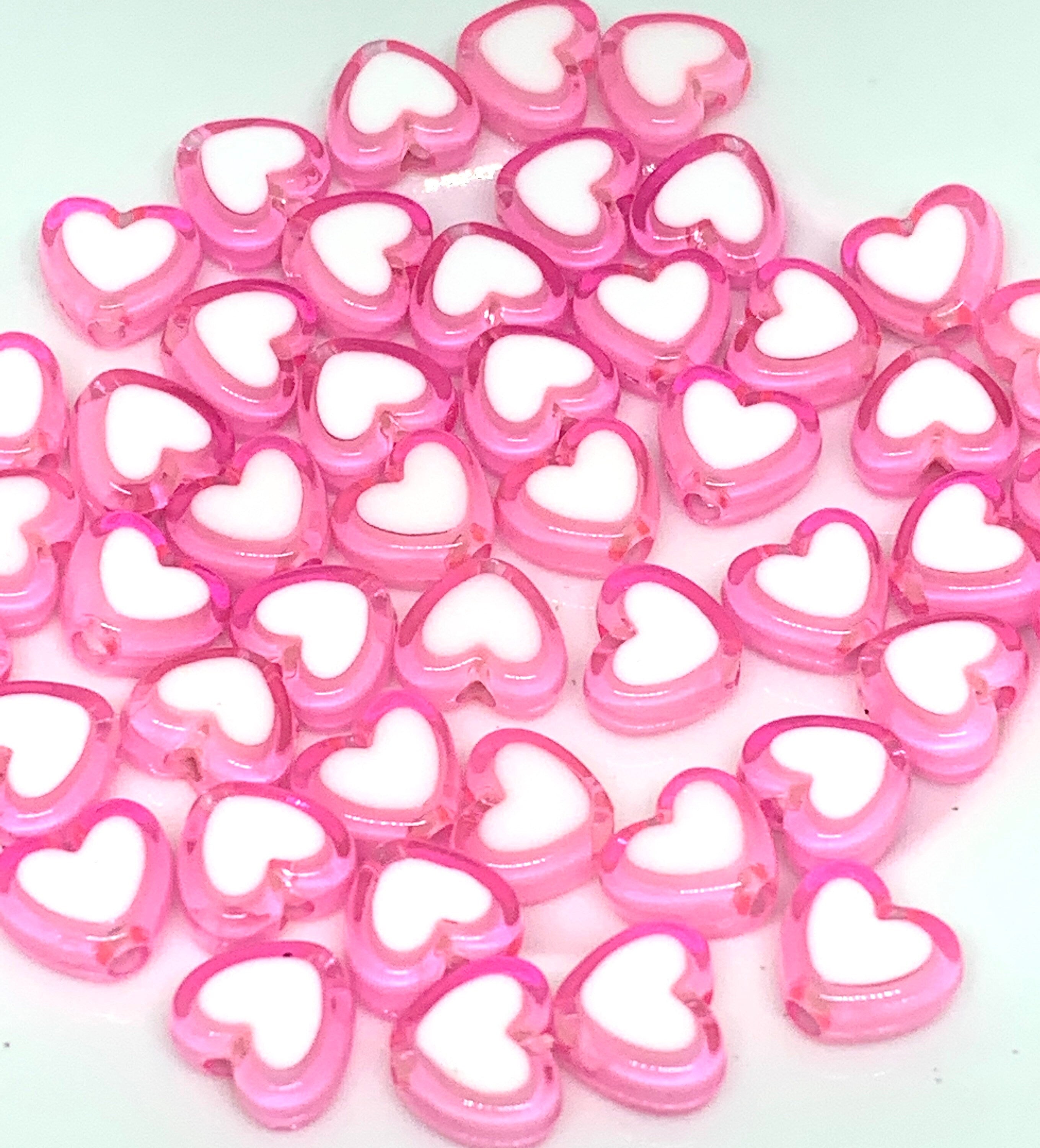 Pink Letter Beads Hearts, Alphabet Beads for Bracelets, Alphabet Beads Necklace, 8mm, Kawaii Beads for Necklace