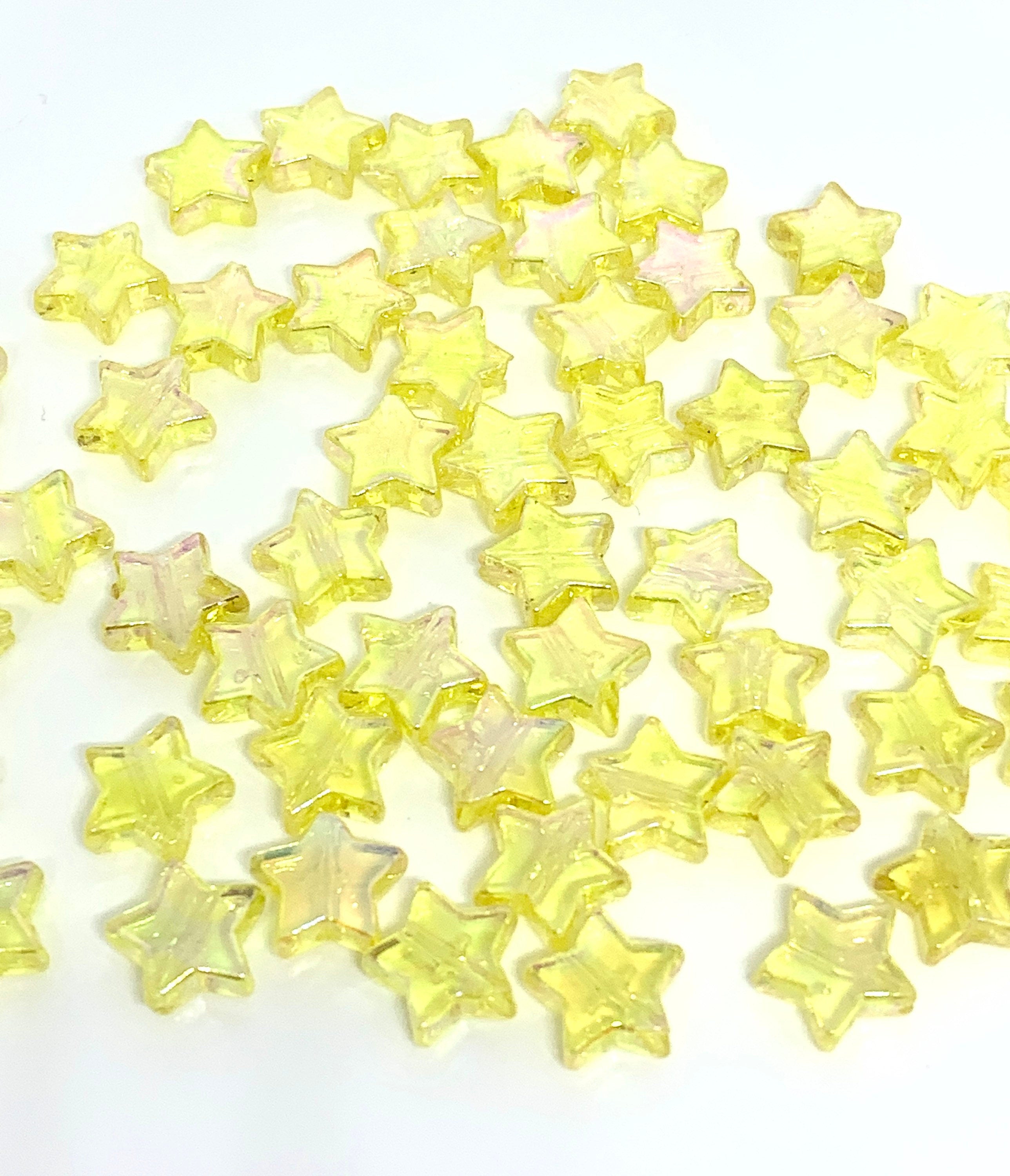 Yellow Star Beads, Acrylic Beads, 100pc set