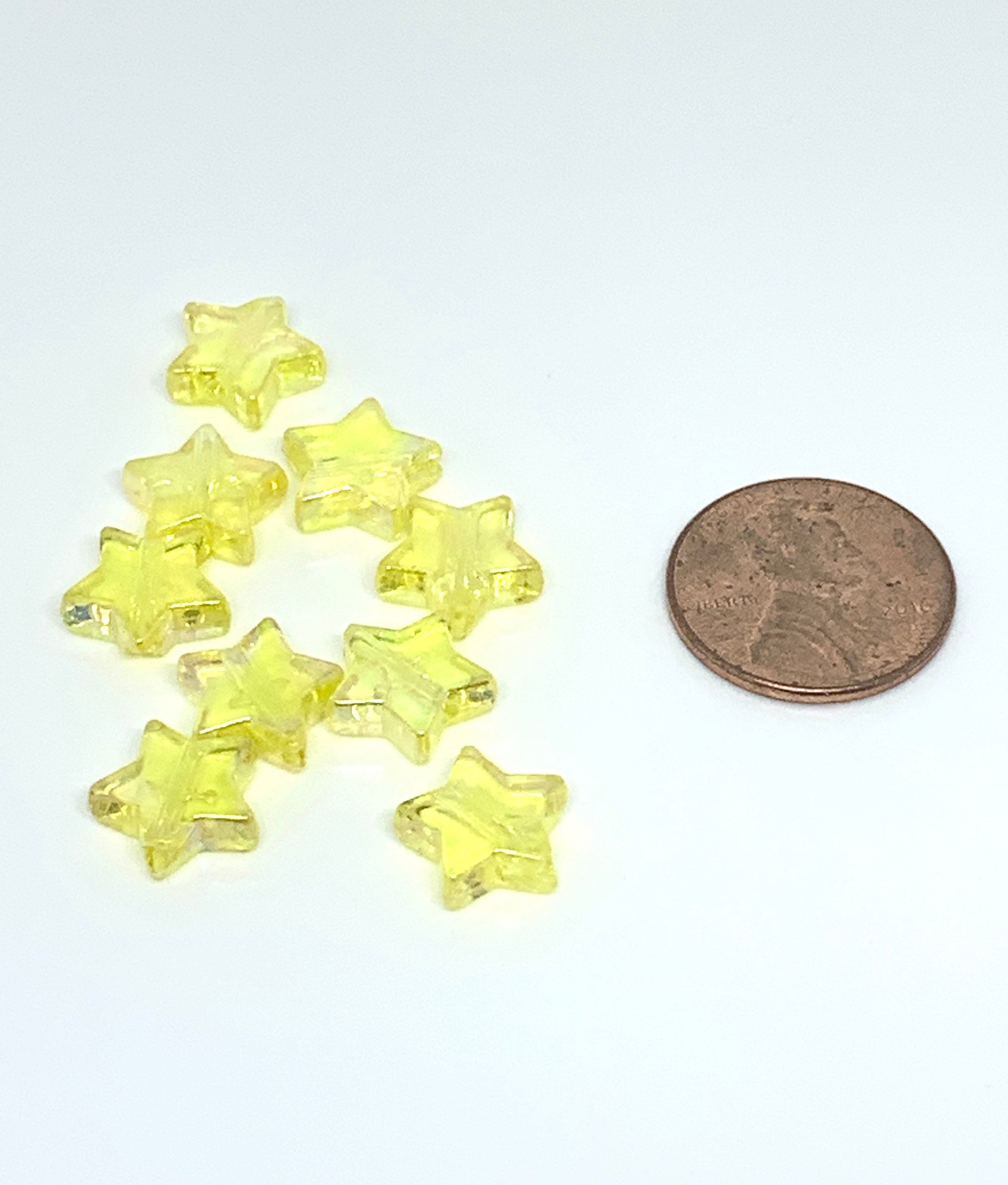 Yellow Star Beads, Acrylic Beads, 100pc set