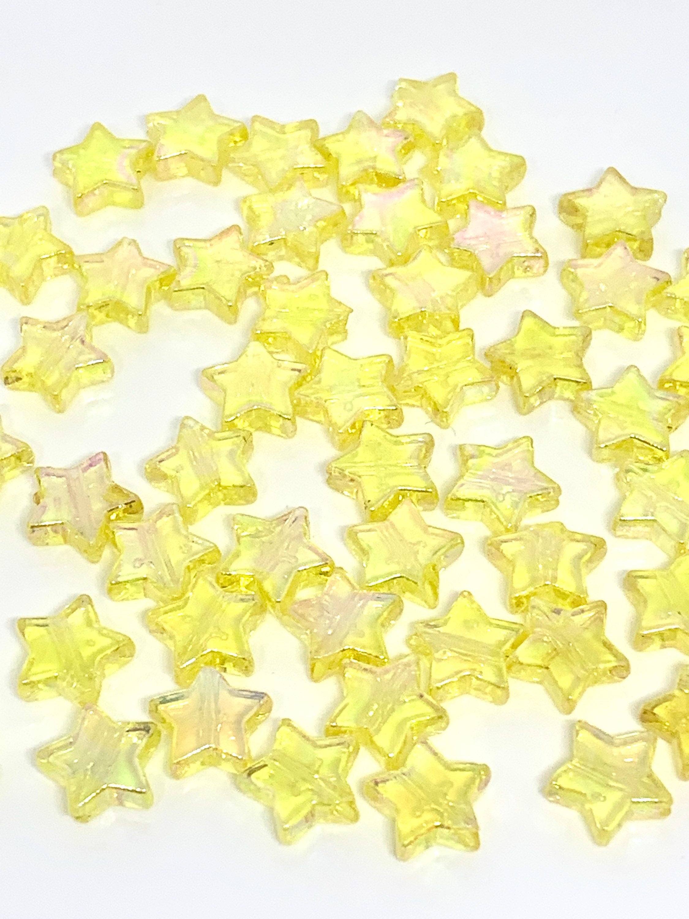 Yellow Star Beads, Acrylic Beads, 100pc set