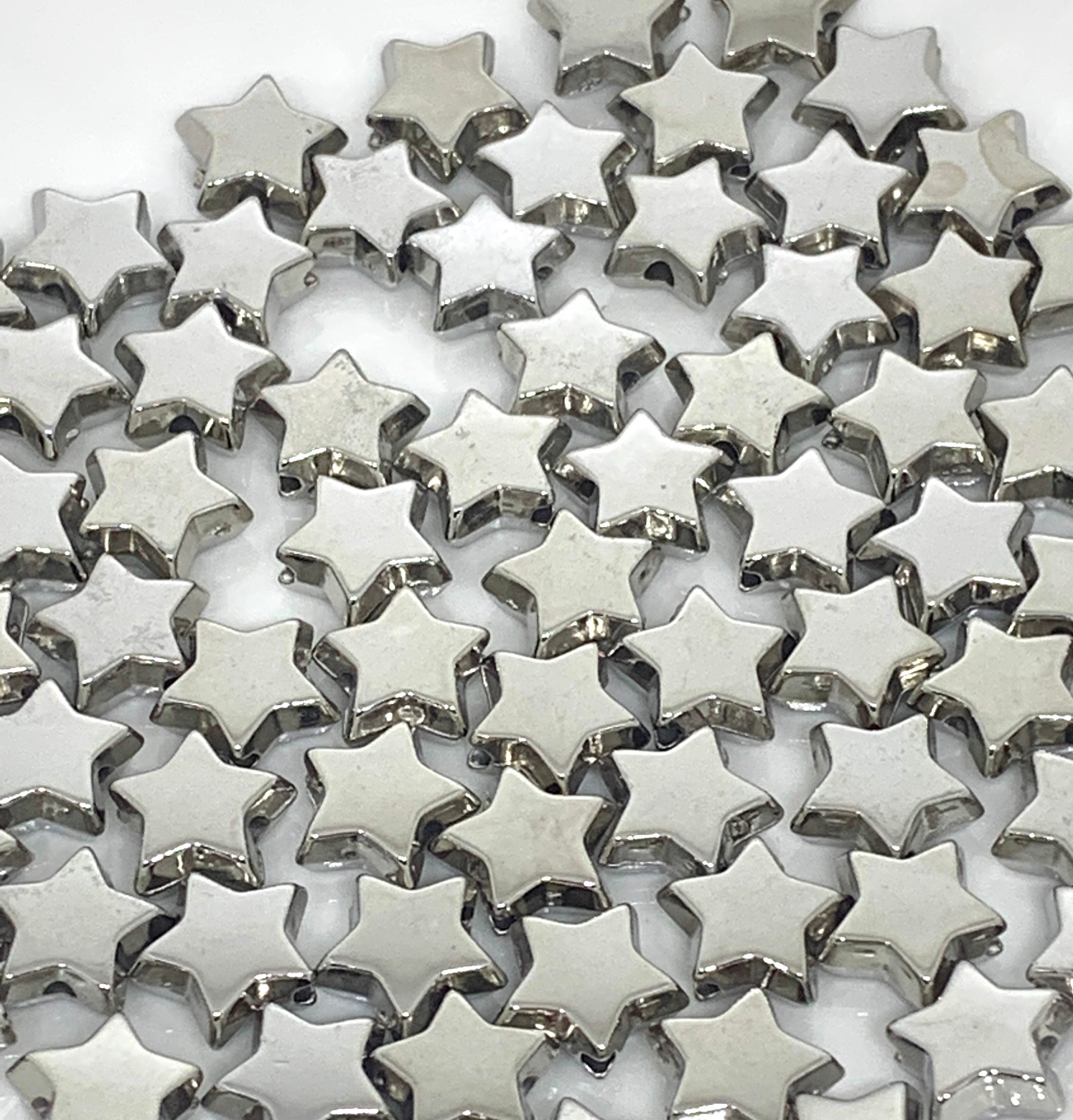 Silver Star Beads, Silver Beads, Spacer Beads