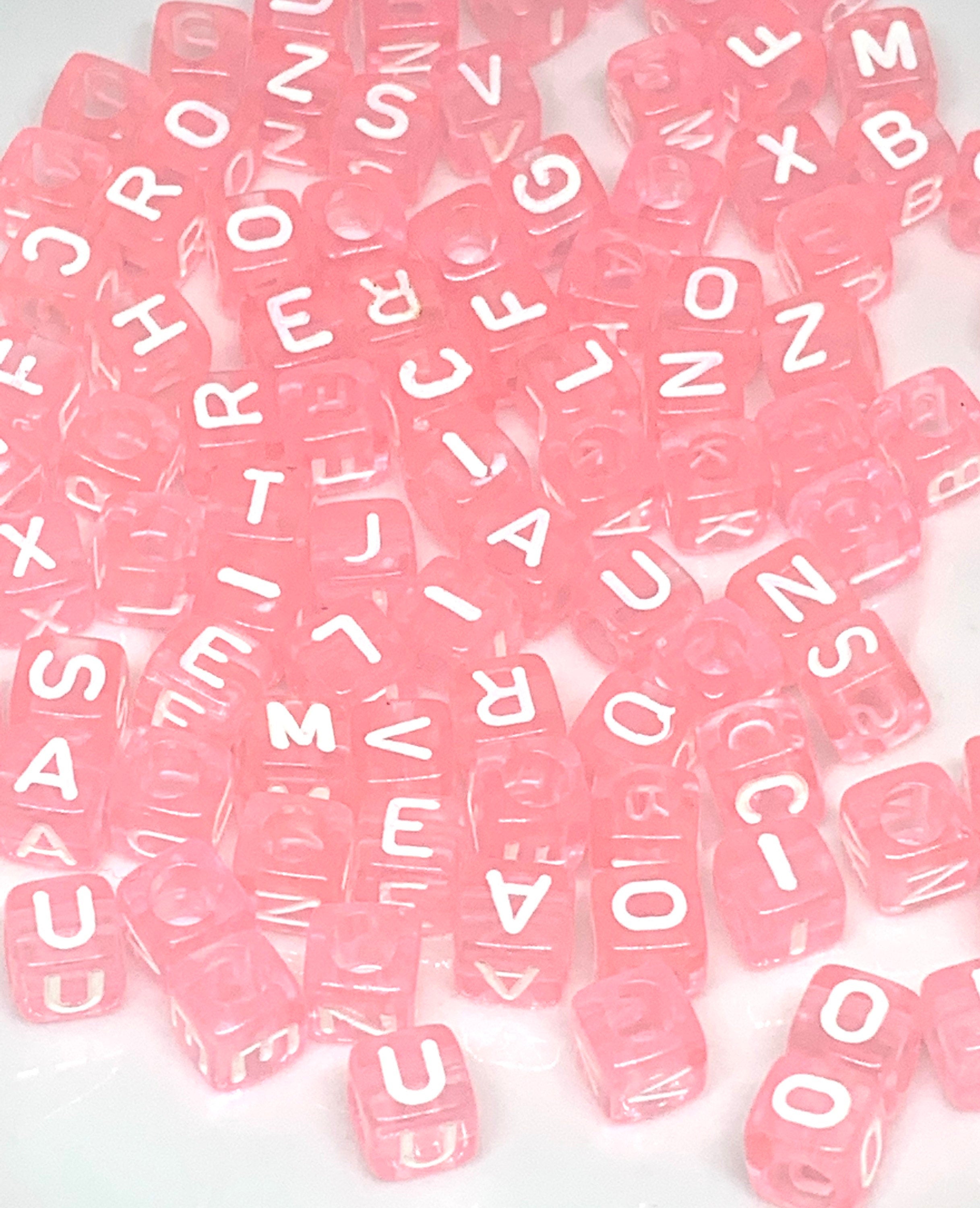 Baby Pink Letter Beads for Bracelets, Name Beads, Alphabet Beads, Alphabet Bead Lot, Letter Beads Necklace