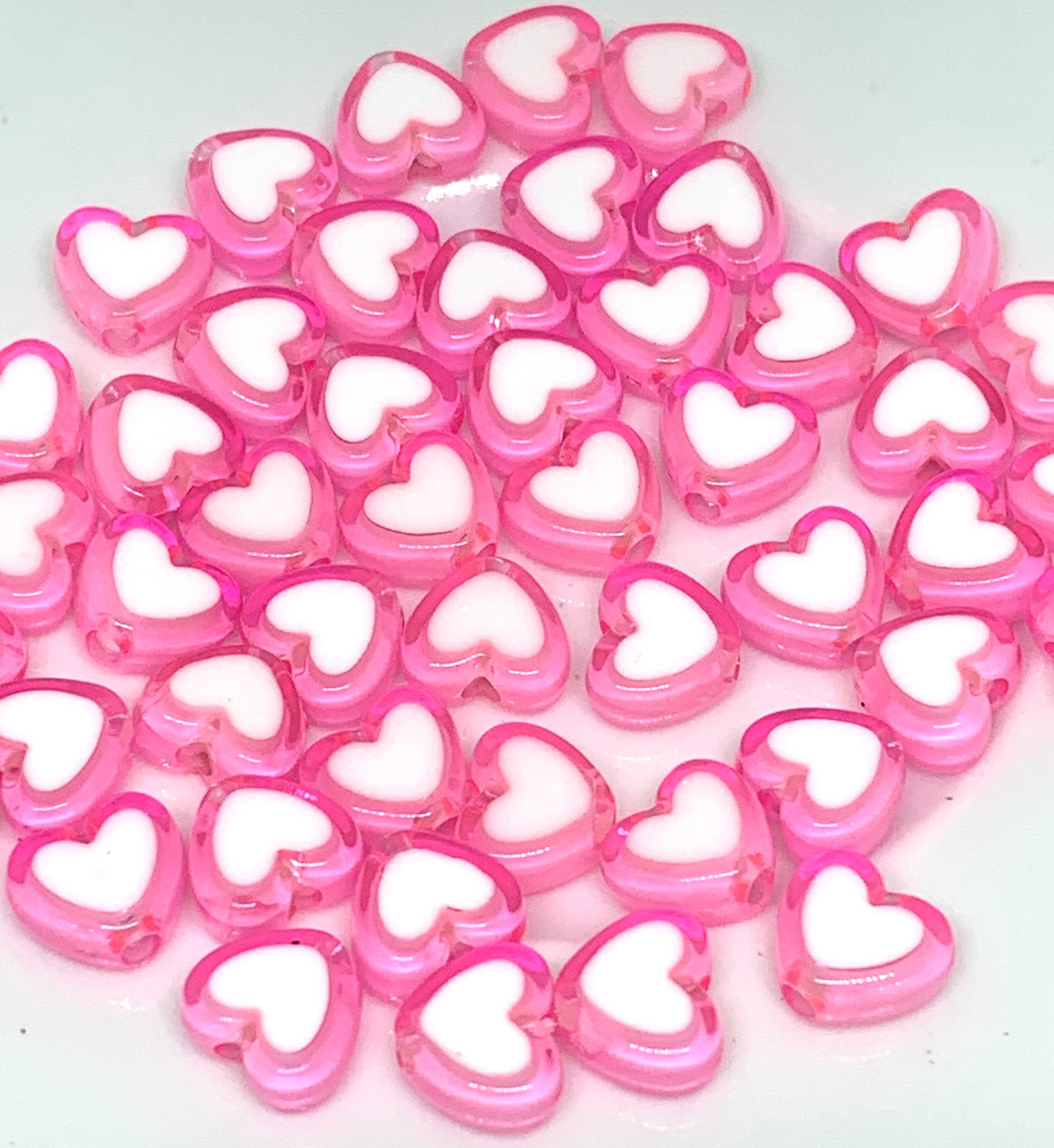 Pink Letter Beads Hearts, Alphabet Beads for Bracelets, Alphabet Beads Necklace, 8mm, Kawaii Beads for Necklace