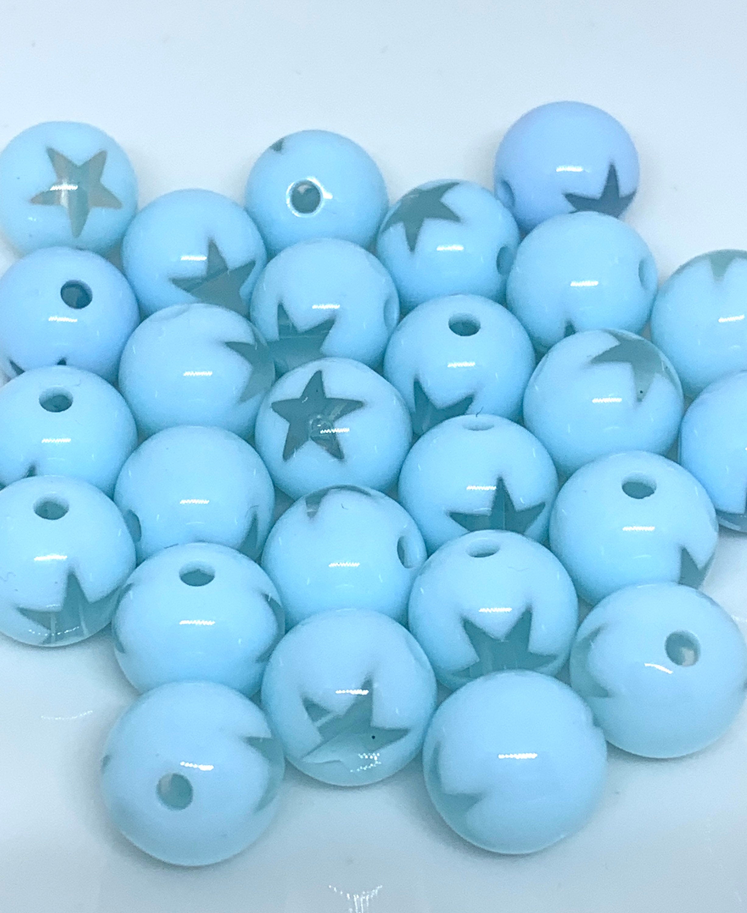 Baby Blue Beads, Round Candy Spacer Beads, DIY Beads, Mask Beads
