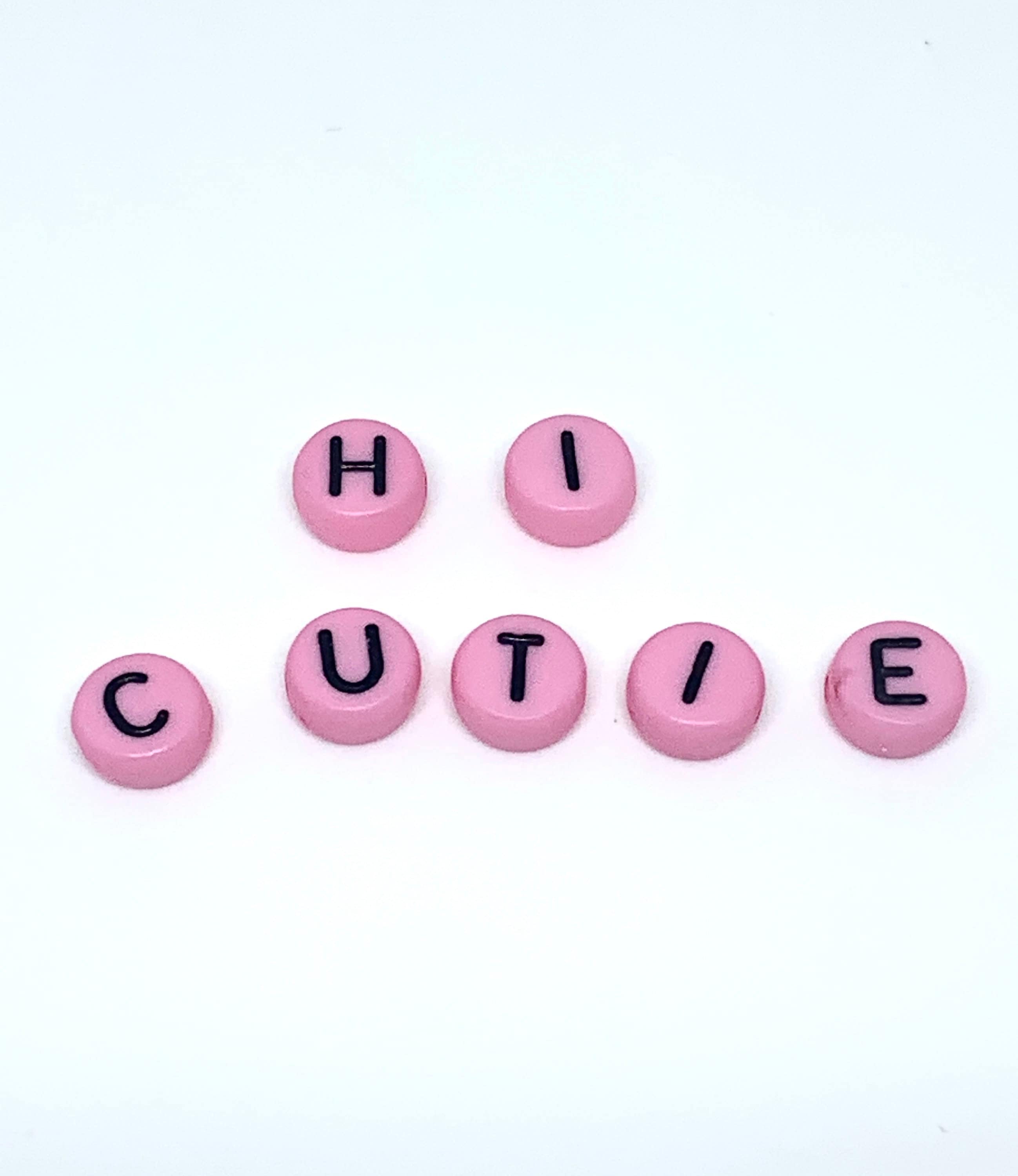 Pink Alphabet Beads, Spacer Beads, DIY Jewelry, Round DIY letter beads