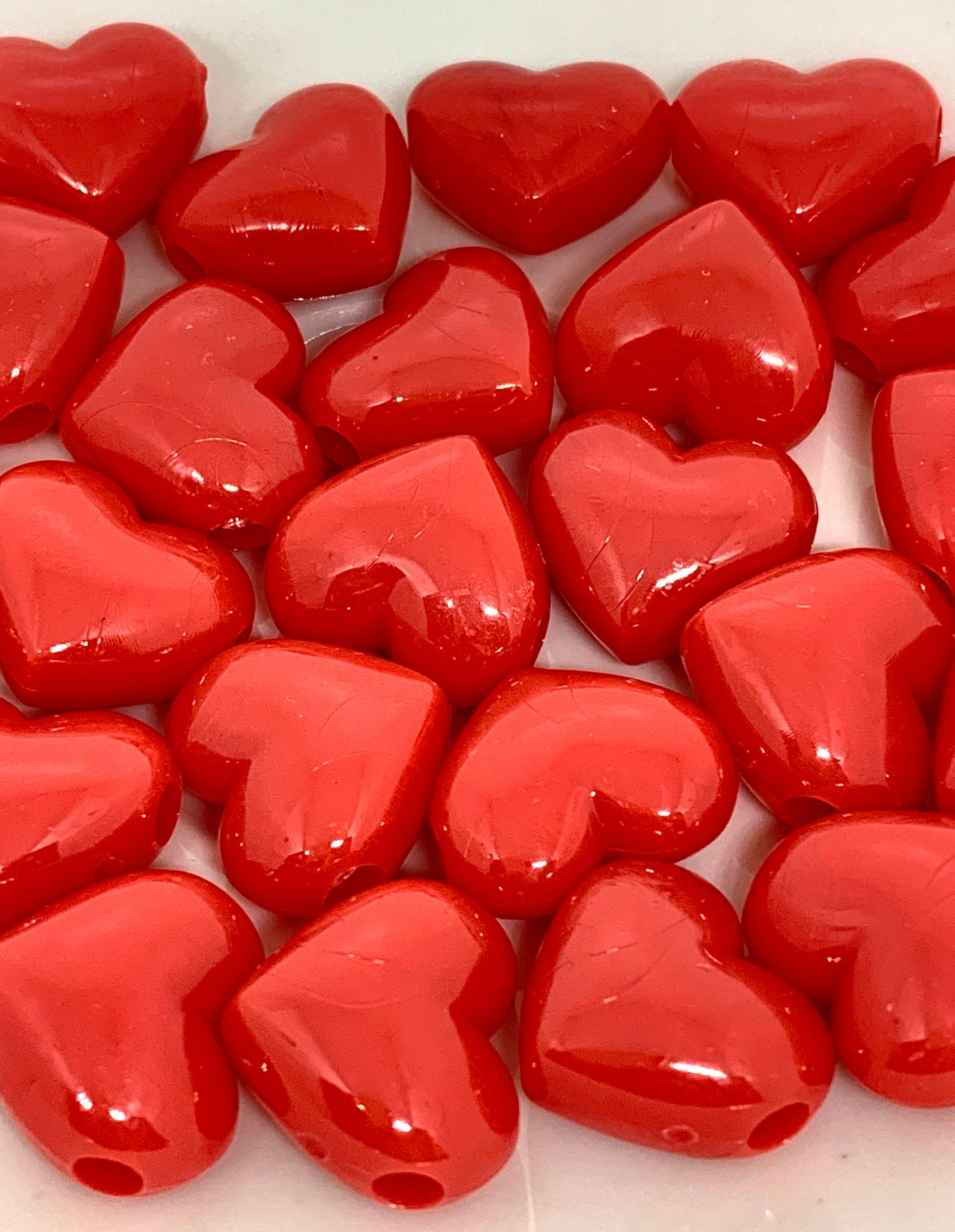 Bright Red Heart Pendant Beads, large heart bead, DIY Jewelry