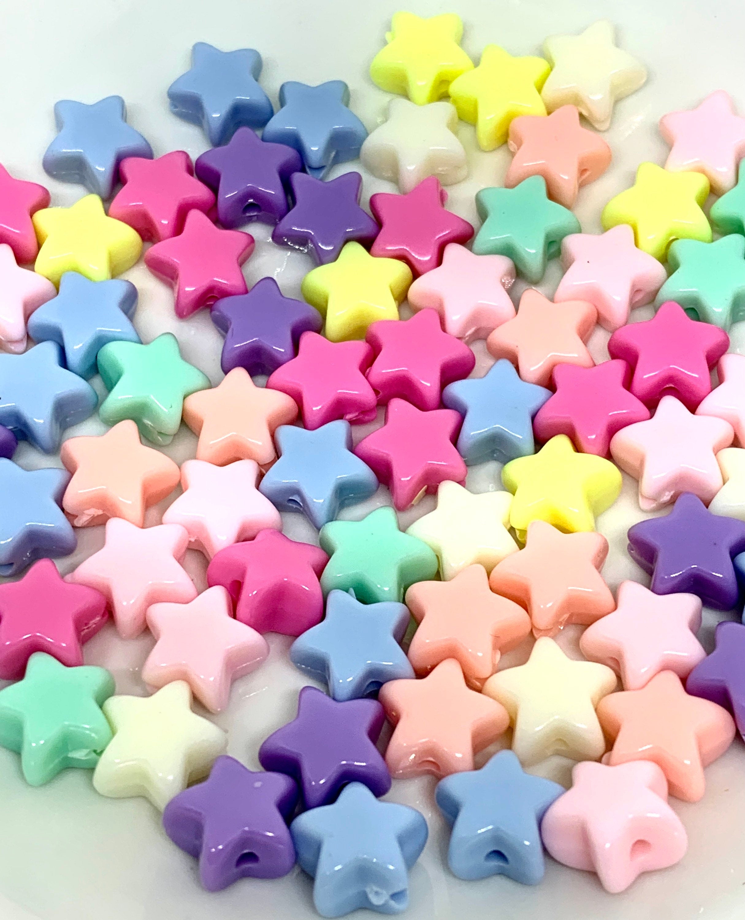Pastel Puffy Star Beads, Pastel beads, star beads, Pastel Beads, Star Charm, Celestial Beads
