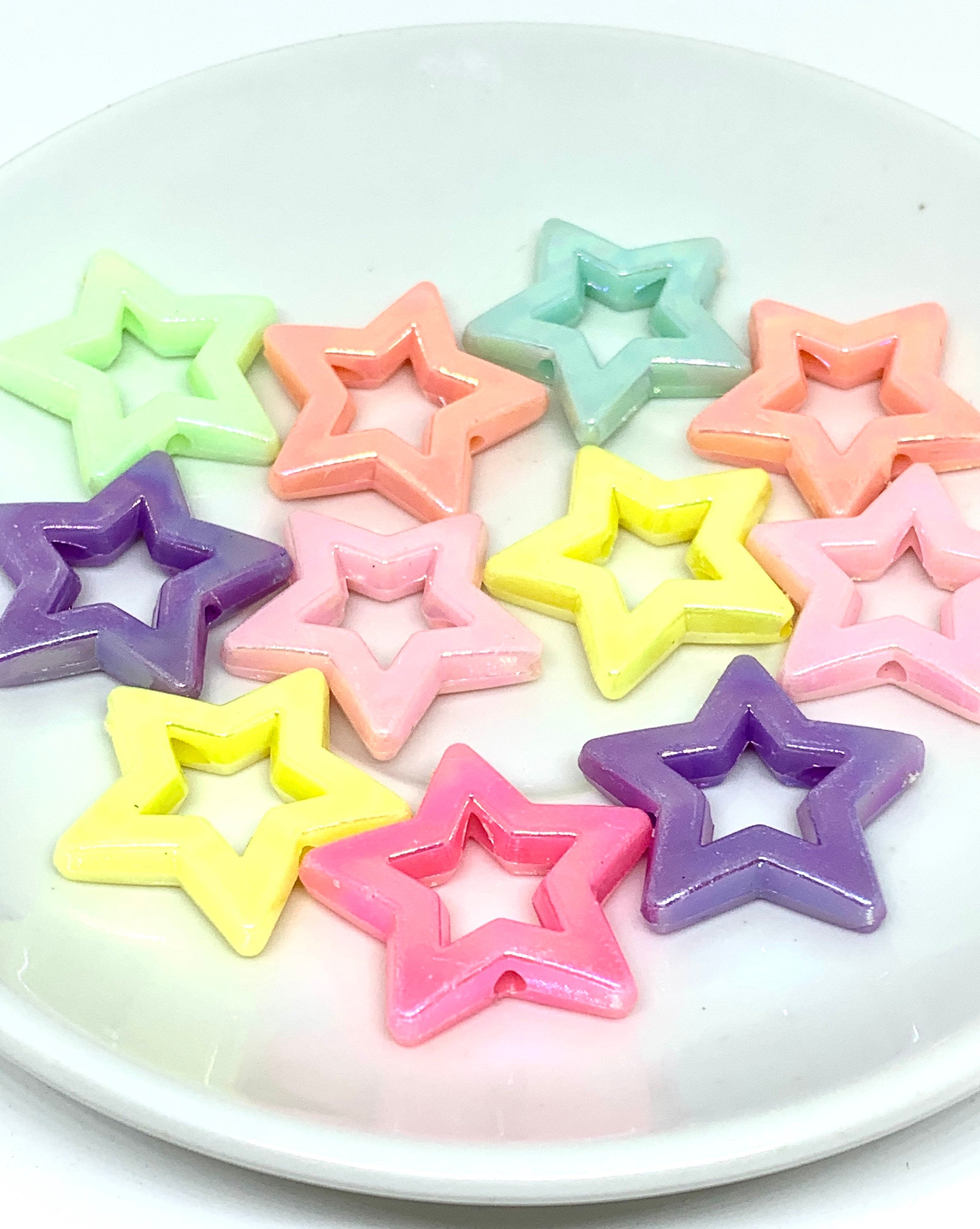 Shiny Pastel Star Beads, Pastel Beads, DIY Jewelry