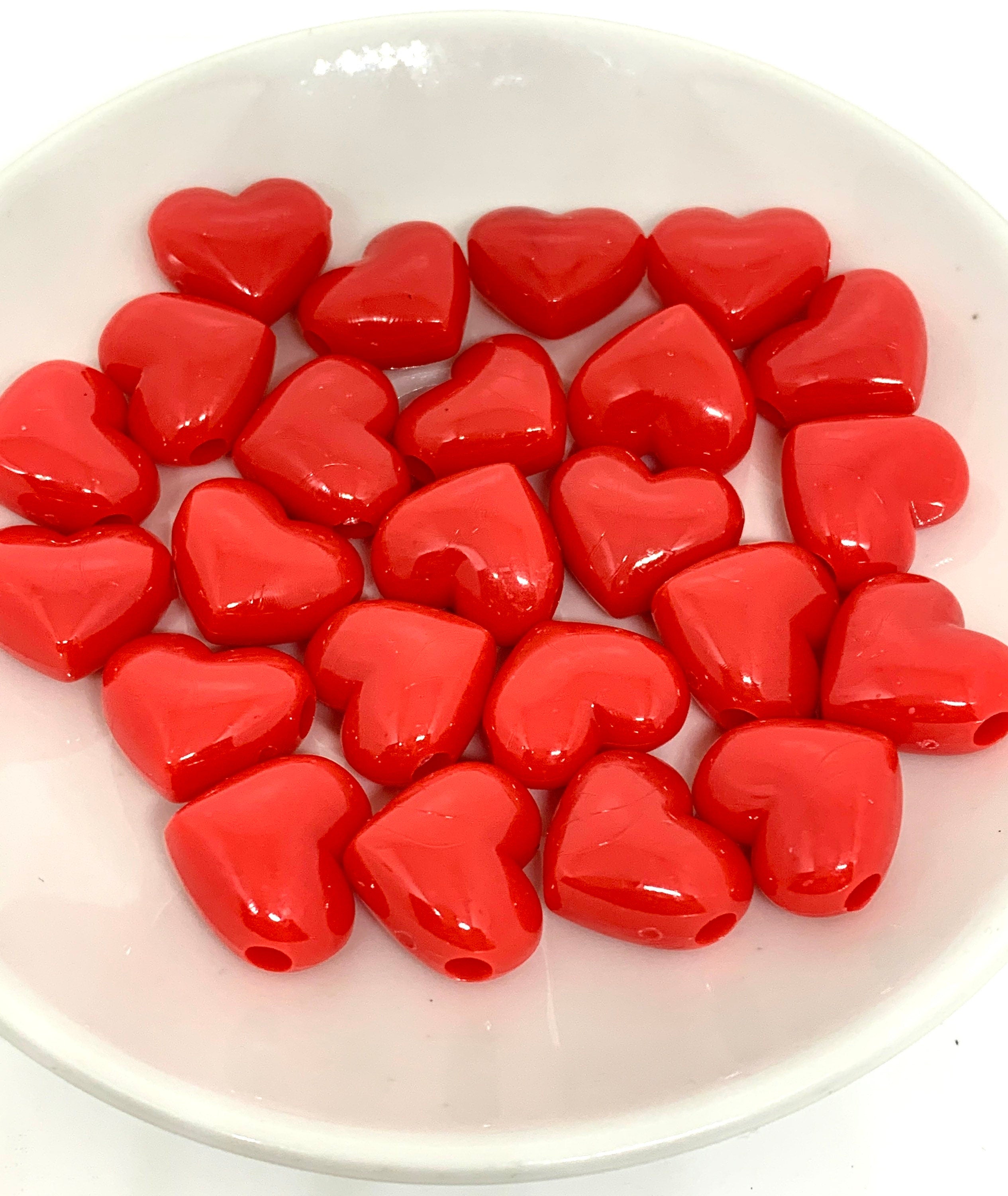 Bright Red Heart Pendant Beads, large heart bead, DIY Jewelry