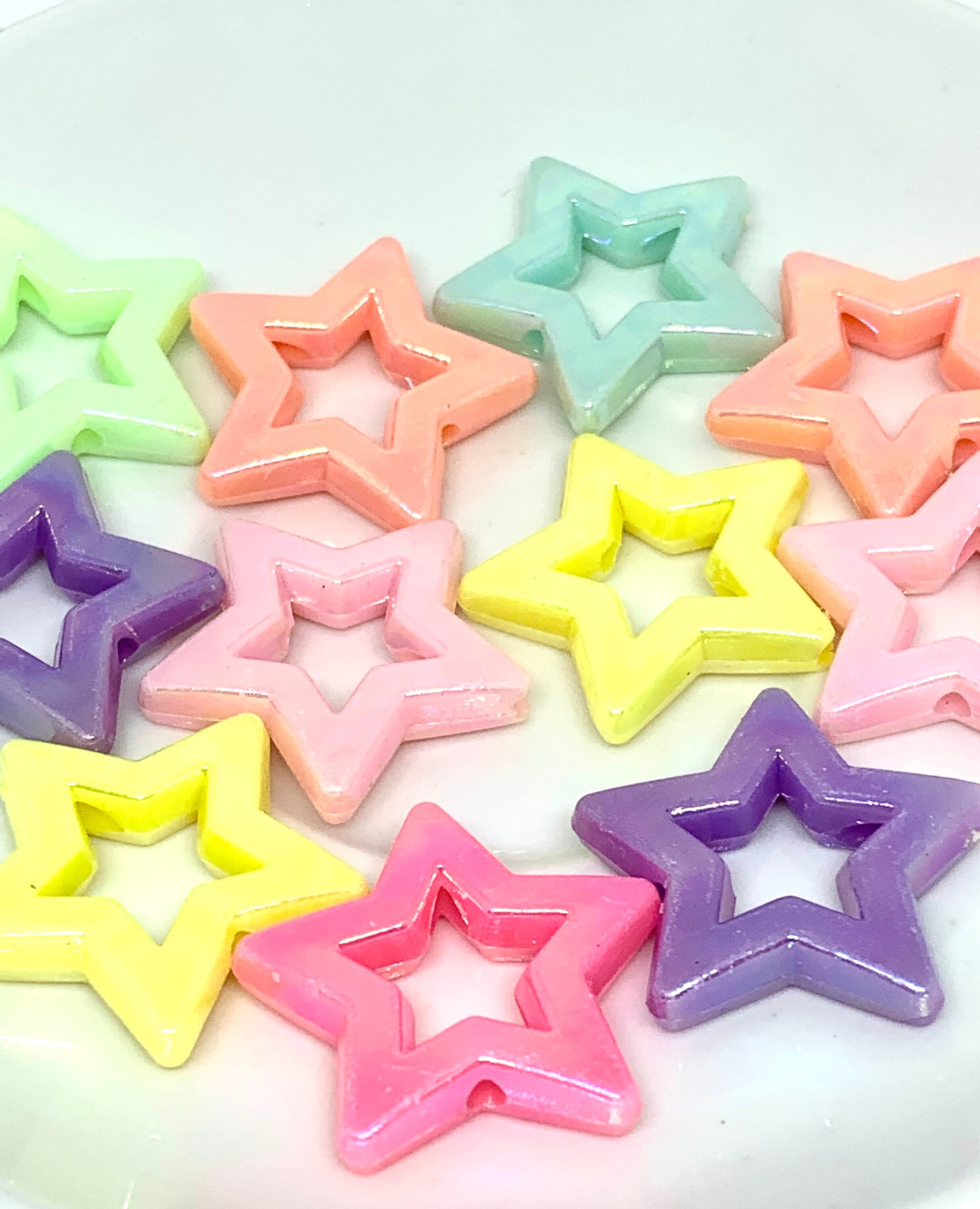 Shiny Pastel Star Beads, Pastel Beads, DIY Jewelry