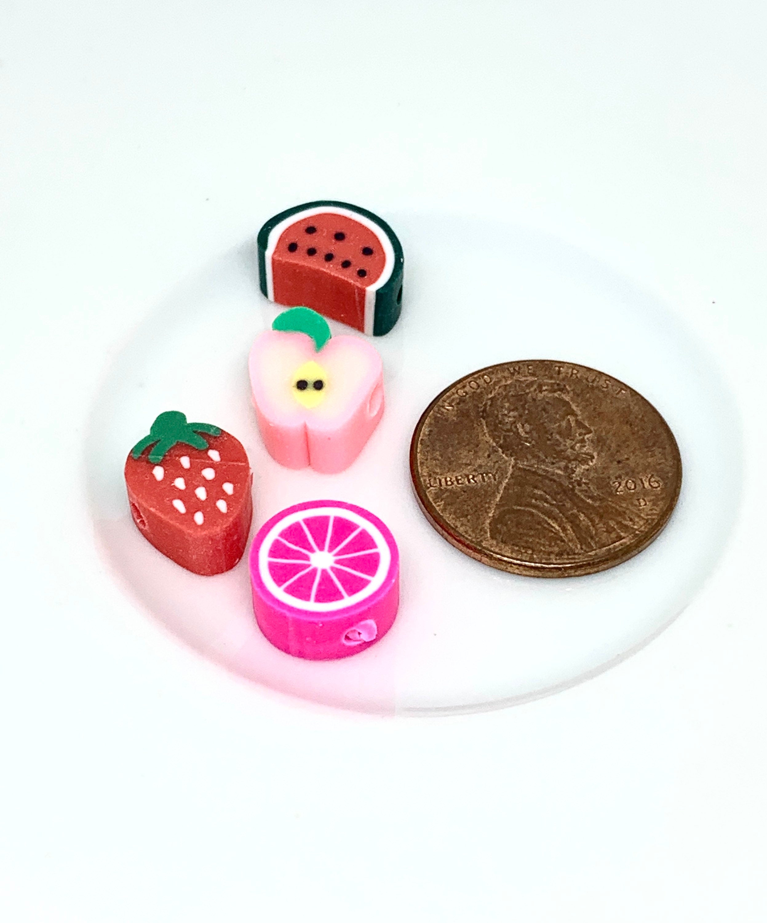 Fruit Beads for Bracelets, Polymer Clay Beads, Cute Beads, Fruit Beads Necklace, DIY Beads Kit, 10mm Beads