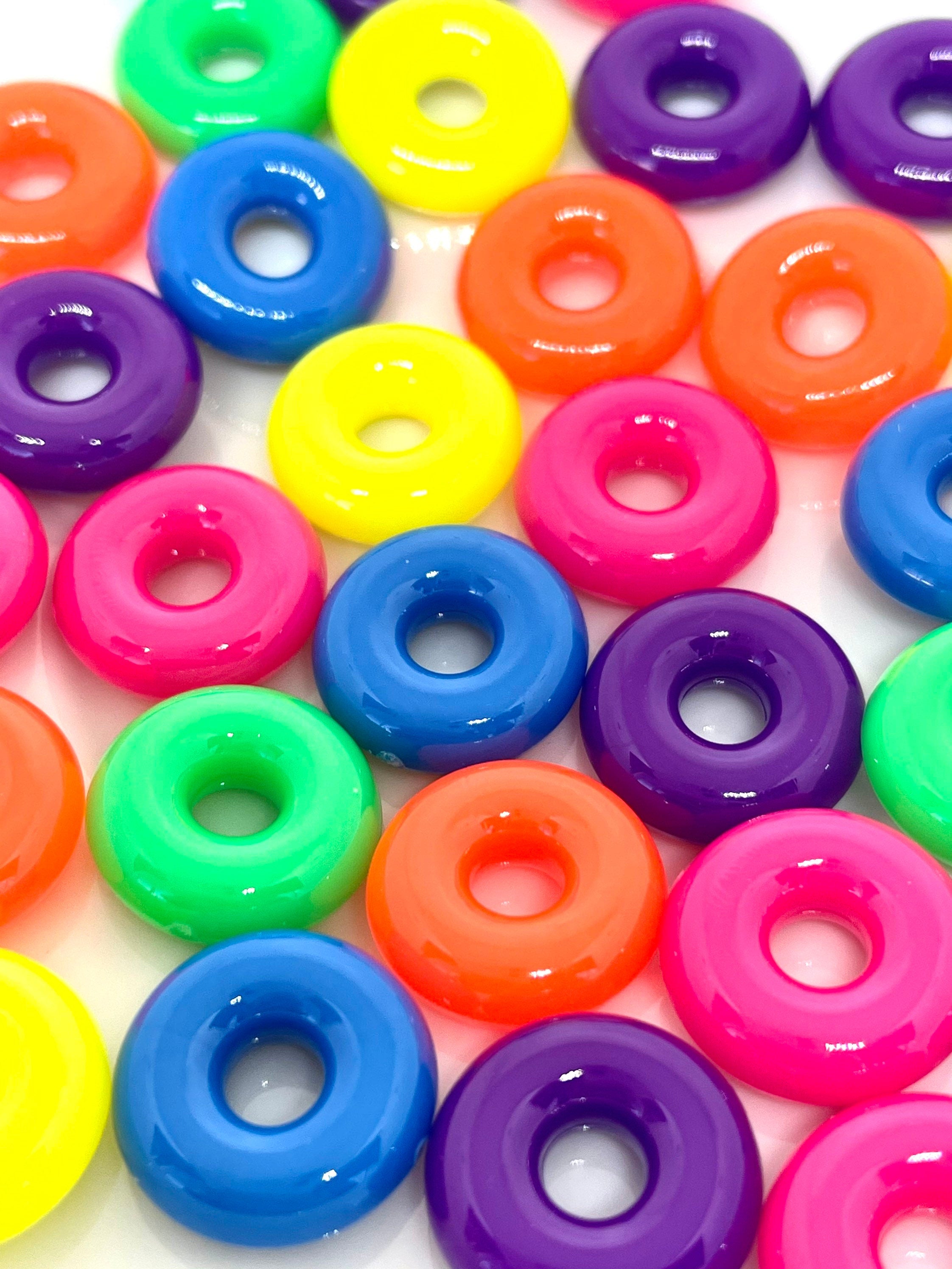Neon Donut Beads, Kawaii Beads, Cute Beads, Neon Beads, Kawaii Supply