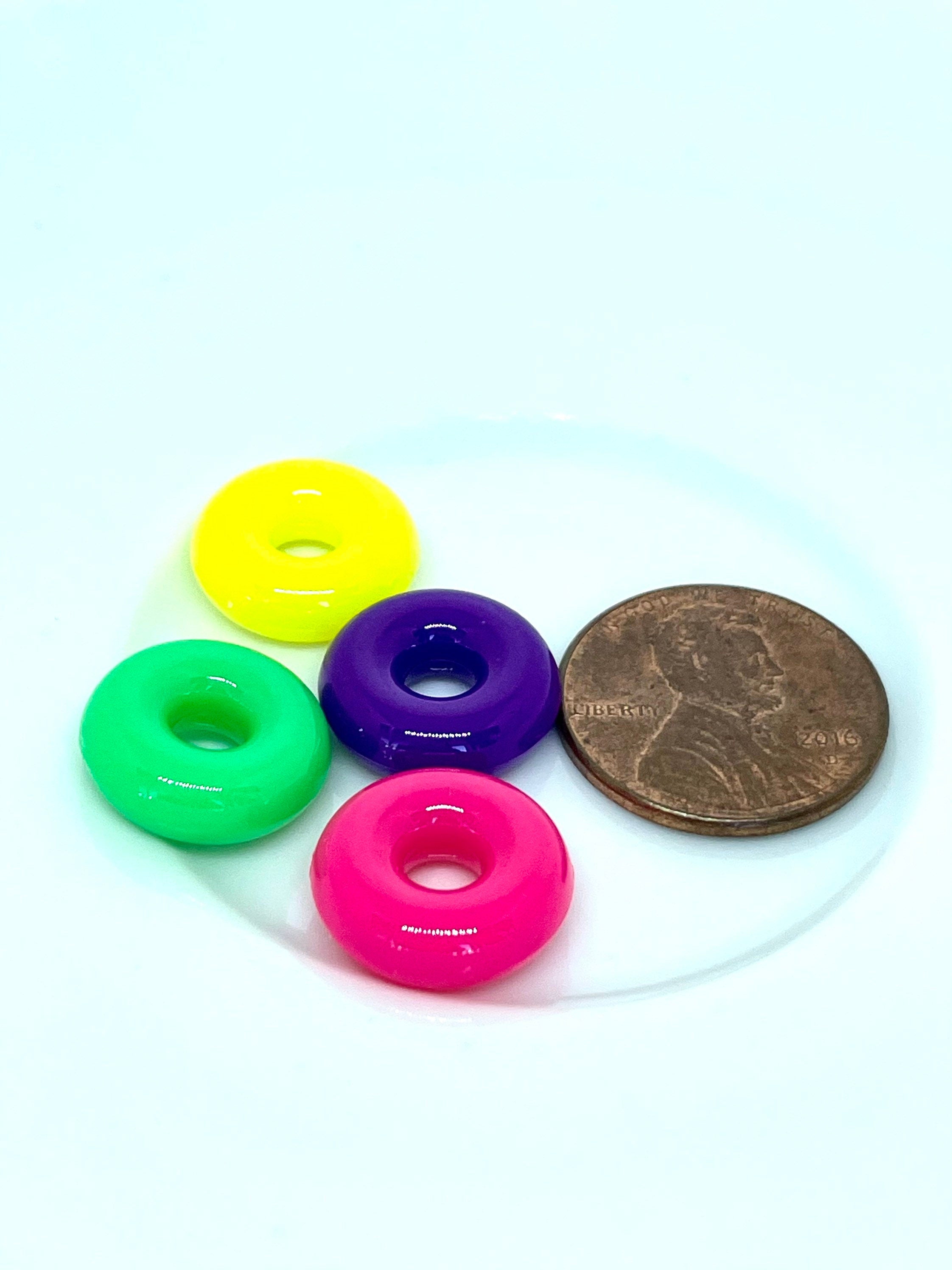Neon Donut Beads, Kawaii Beads, Cute Beads, Neon Beads, Kawaii Supply